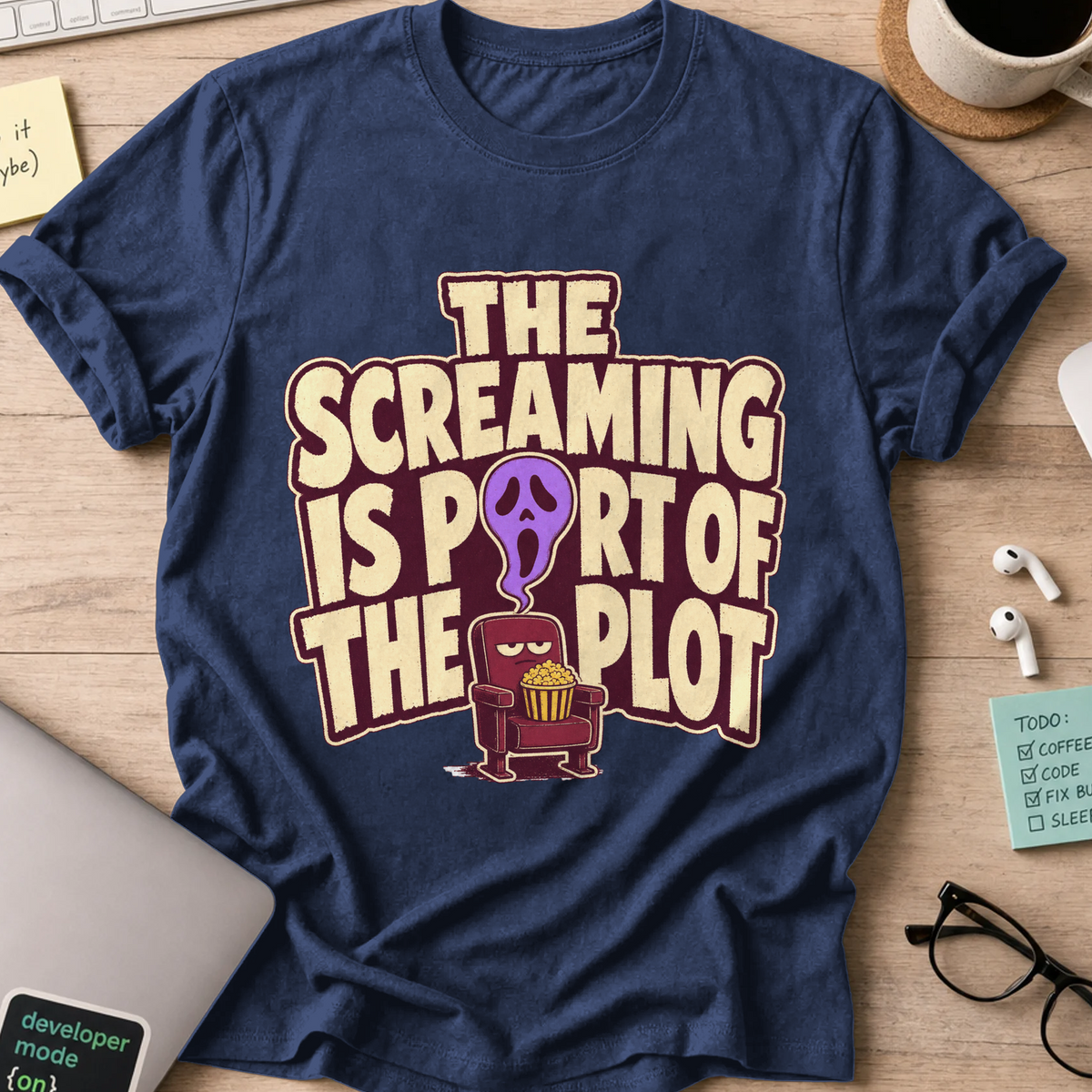 The Screaming Is Part of the Plot Shirt - Navy mockup
