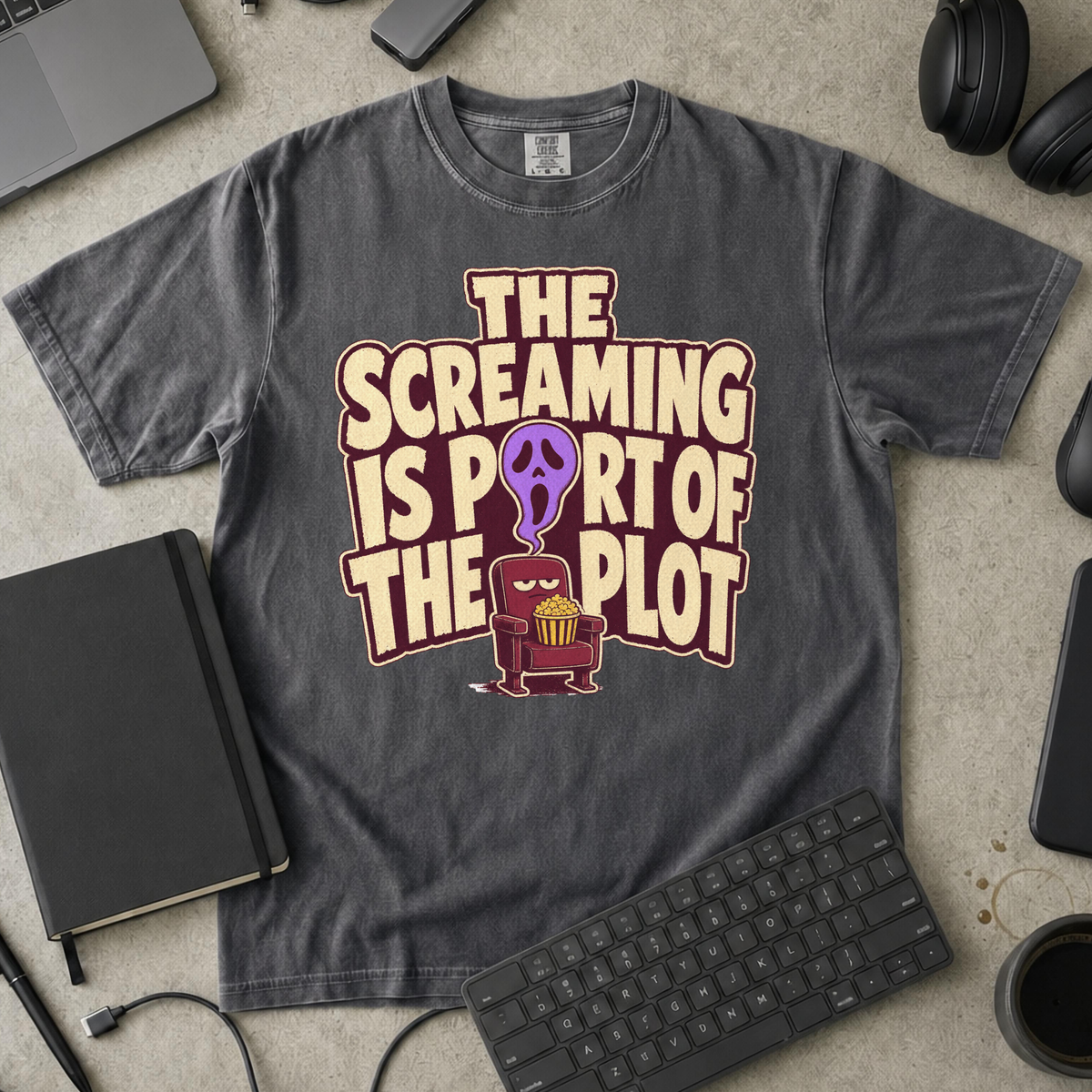 The Screaming Is Part of the Plot Premium Shirt - Pepper mockup