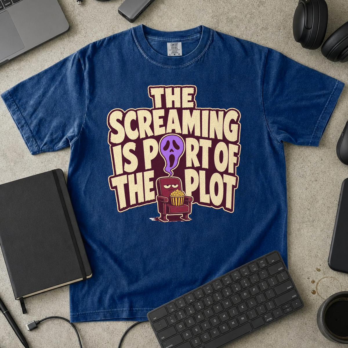 The Screaming Is Part of the Plot Premium Shirt - True Navy mockup