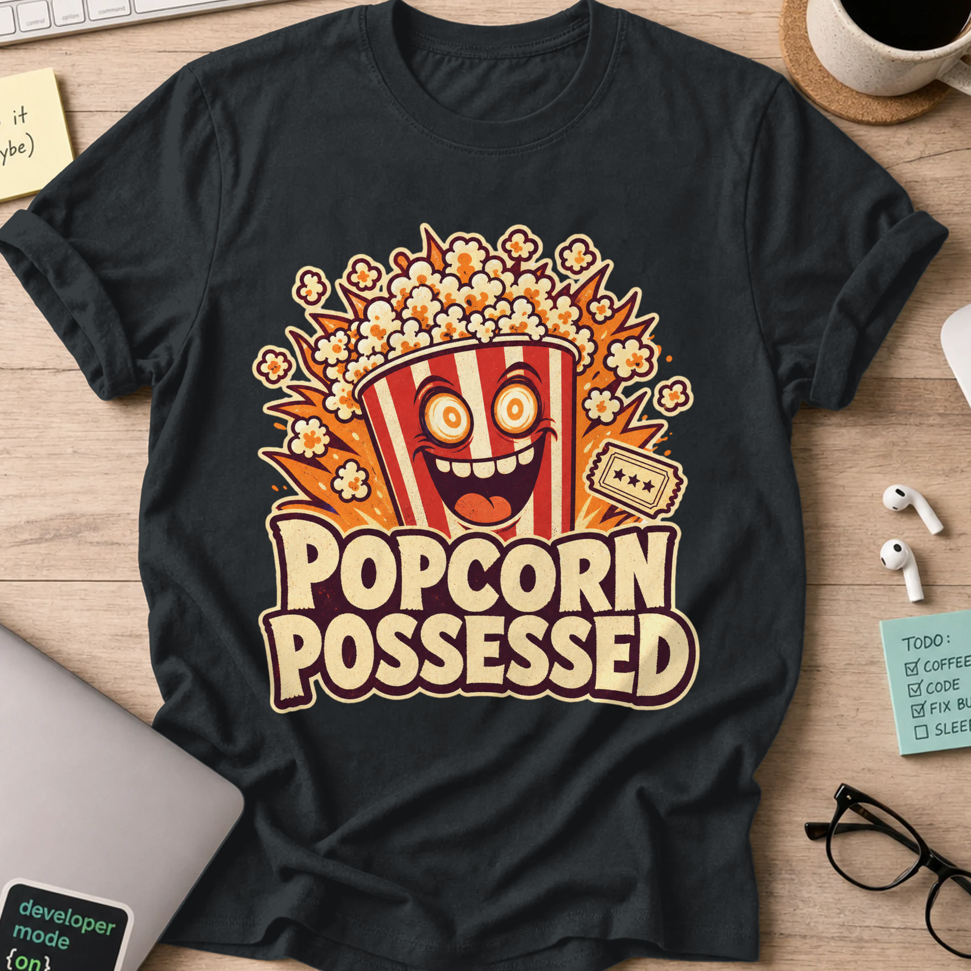 Popcorn Possessed Shirt - Black mockup