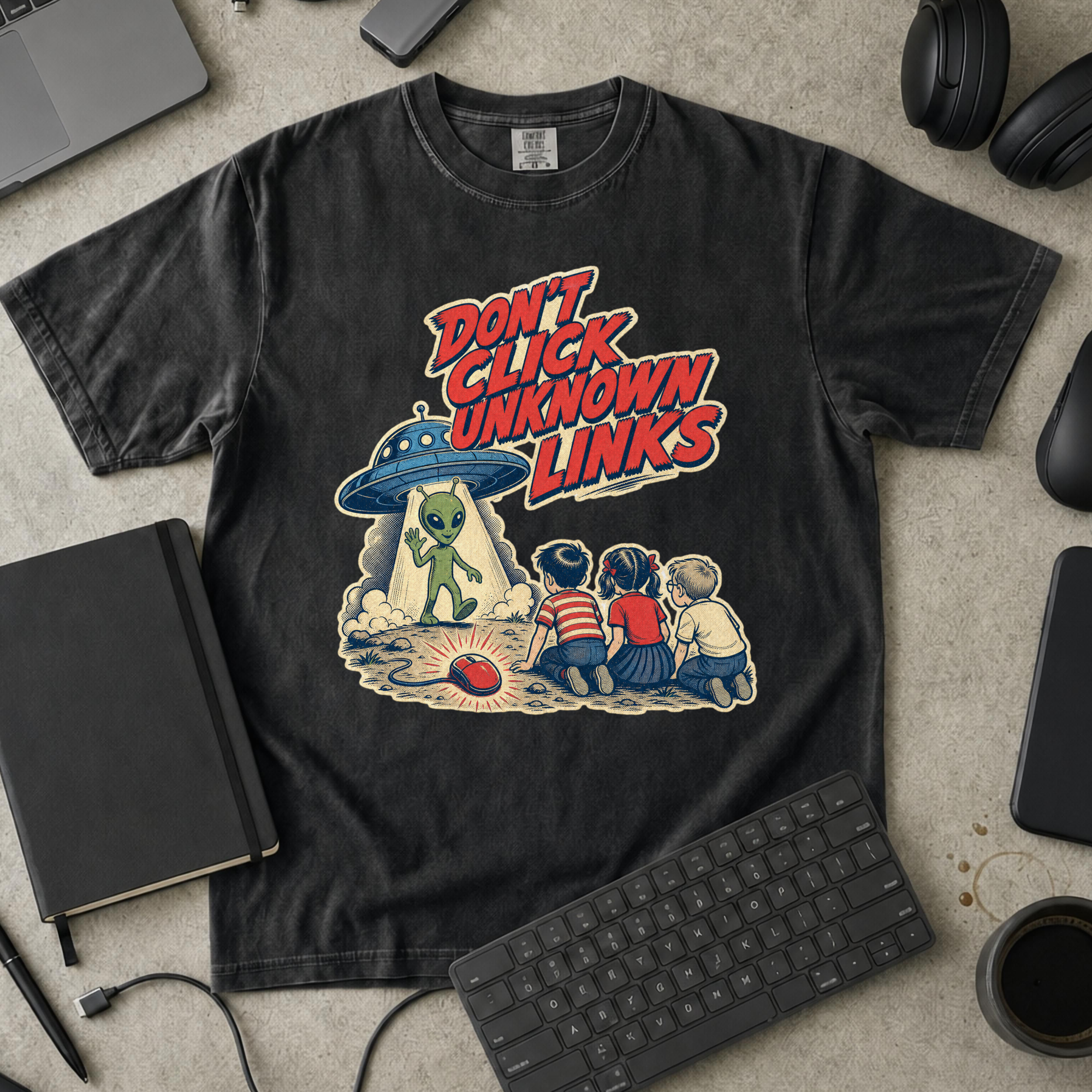 Don’t Click Unknown Links Premium Shirt - Black mockup