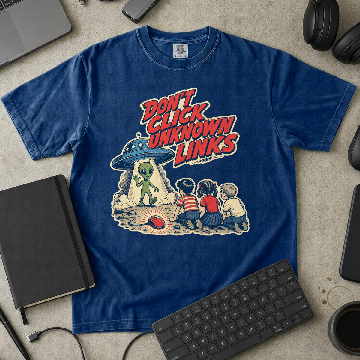 Don’t Click Unknown Links Premium Shirt - True Navy mockup