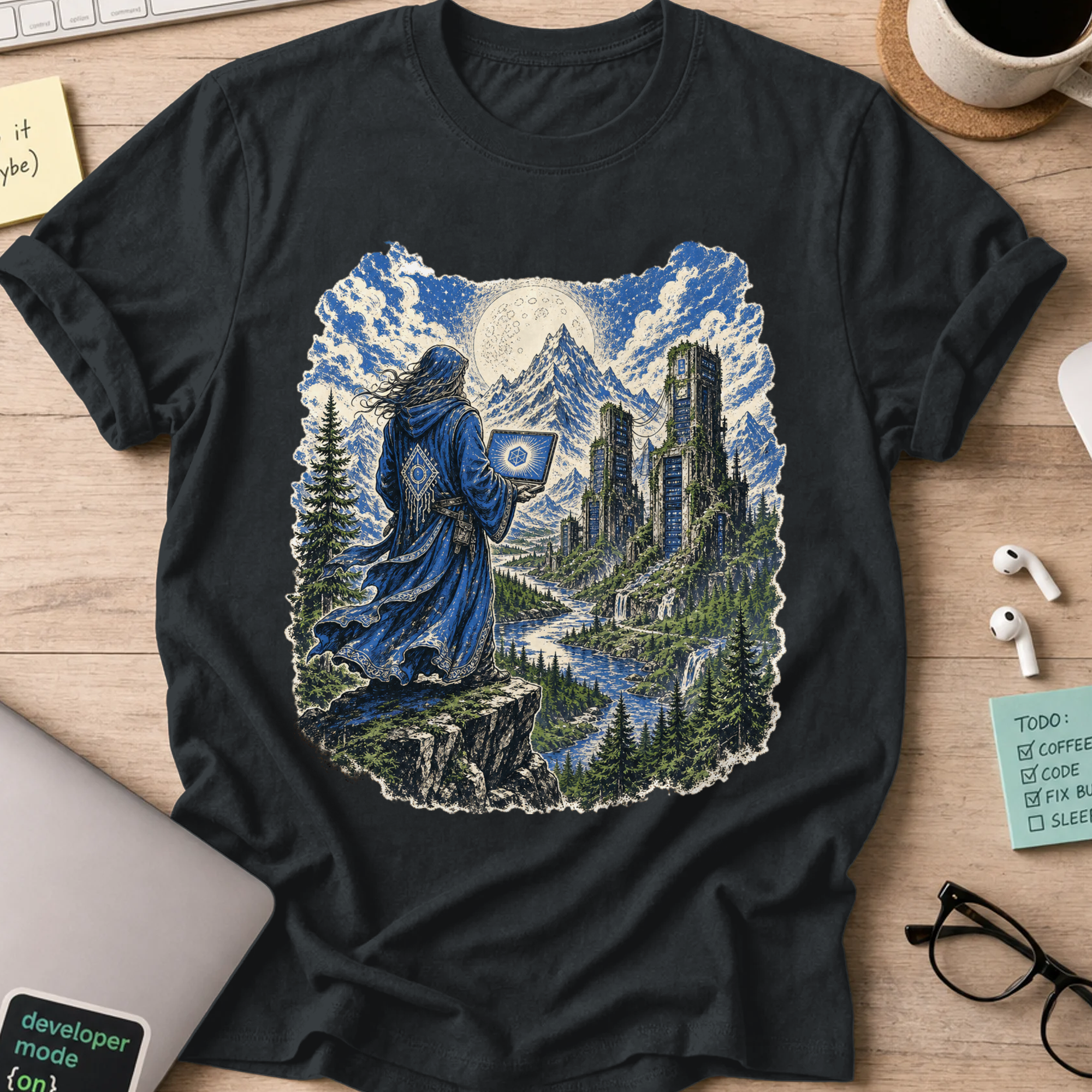 Wizard’s Terminal Shirt - Black mockup