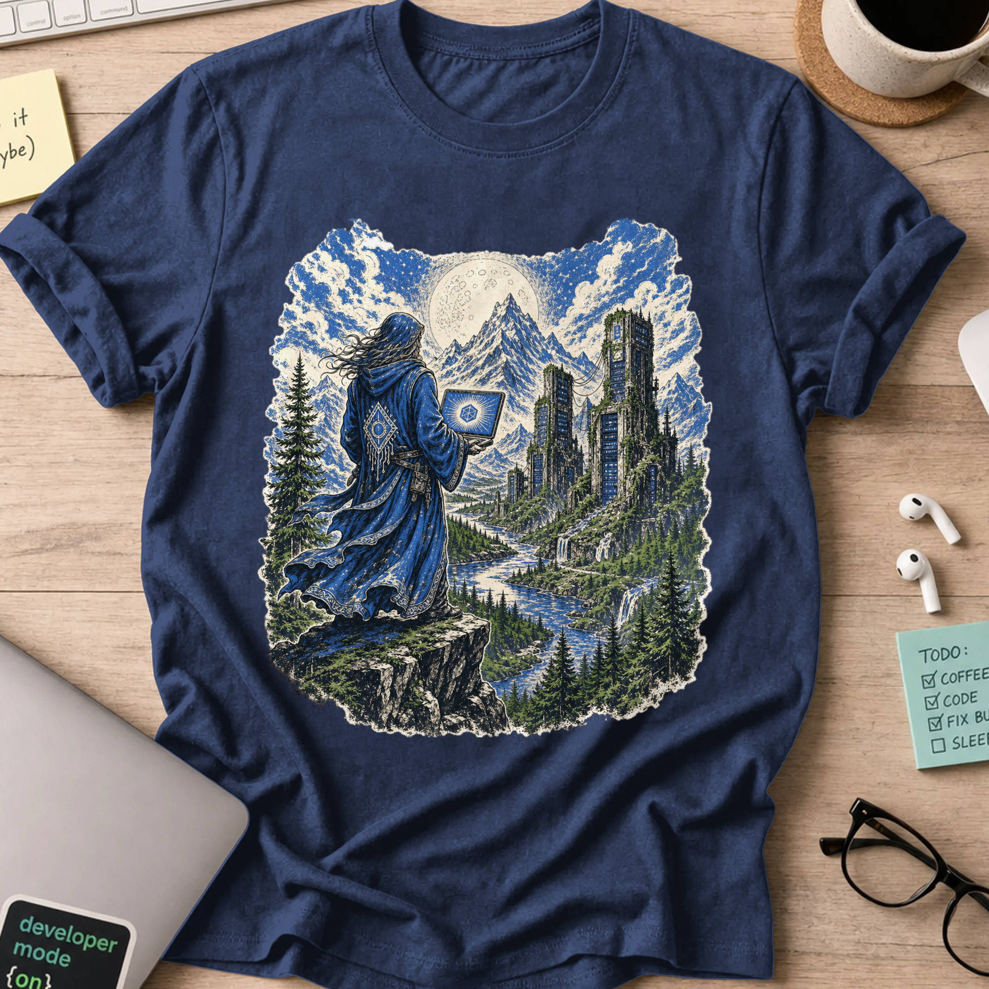 Wizard’s Terminal Shirt - Navy mockup