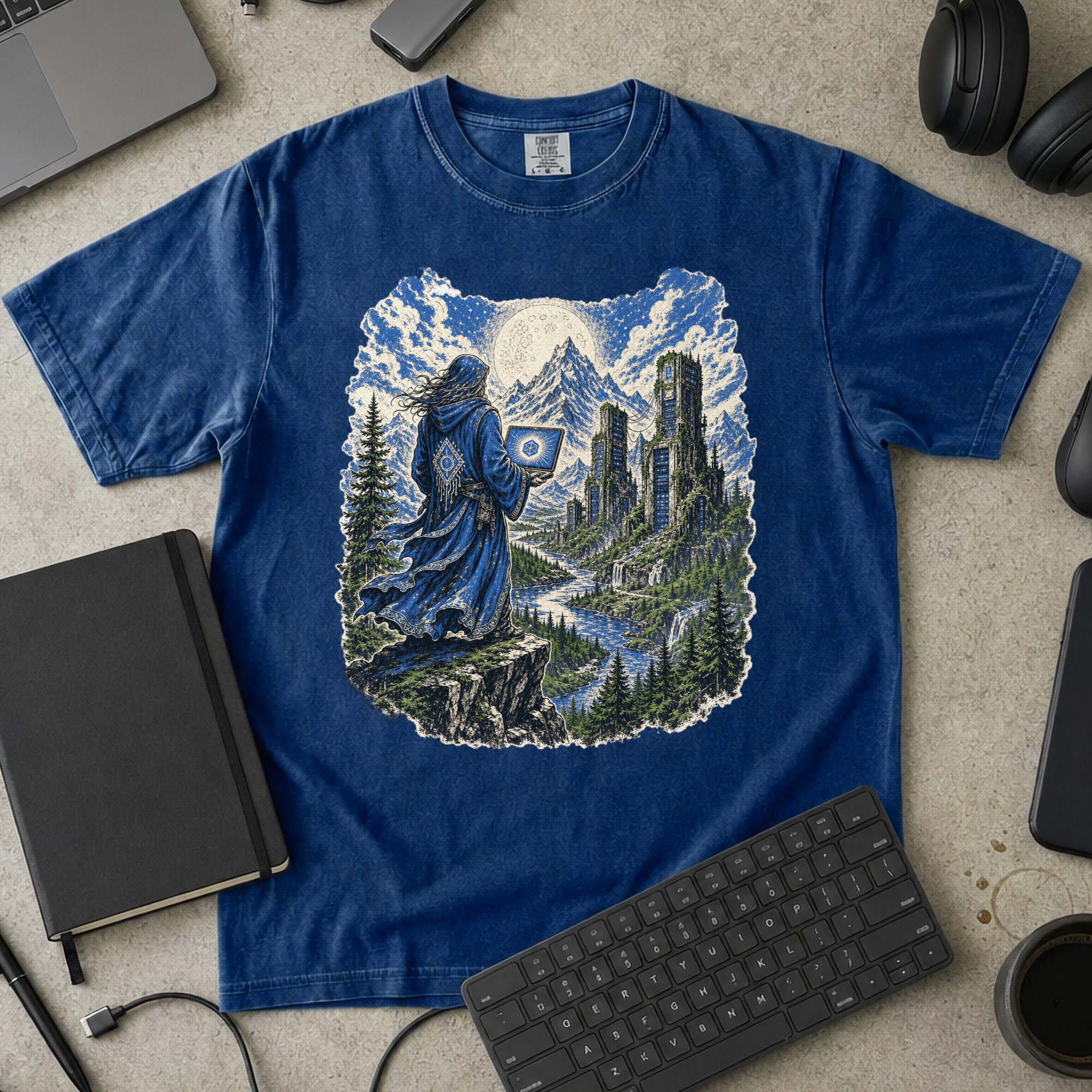 Wizard’s Terminal Premium Shirt - True Navy mockup