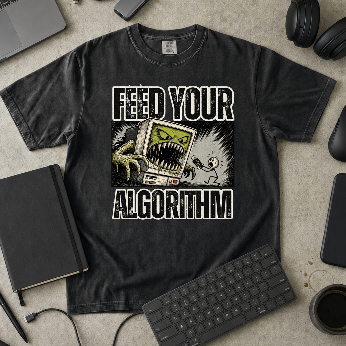 Feed Your Algorithm Premium Shirt - Black mockup
