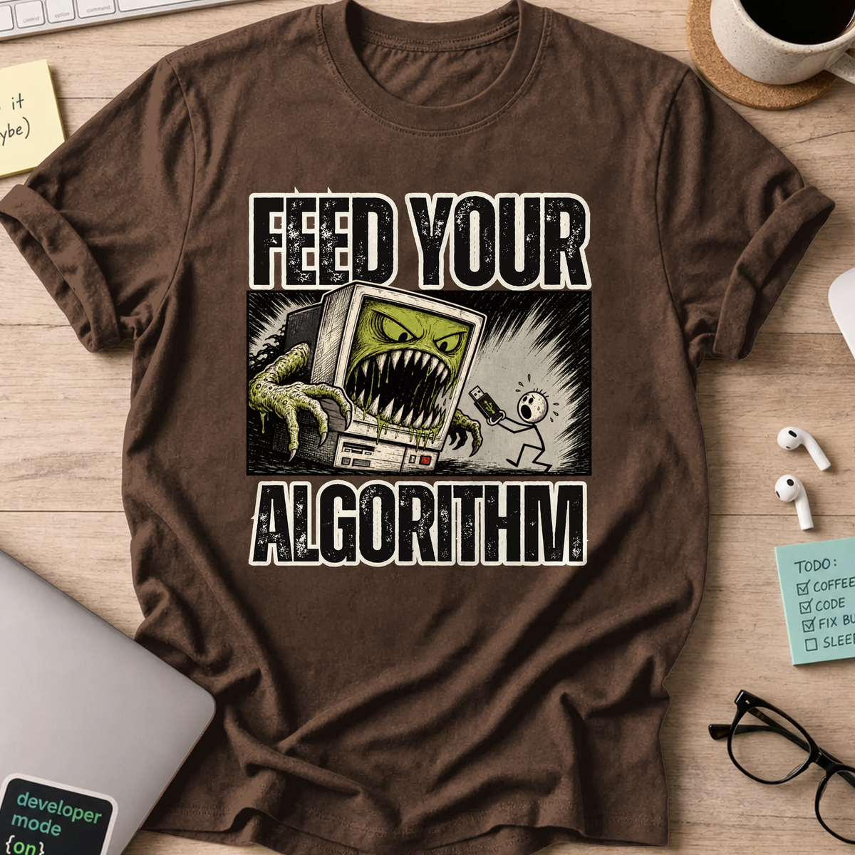 Feed Your Algorithm Shirt - Dark Chocolate mockup