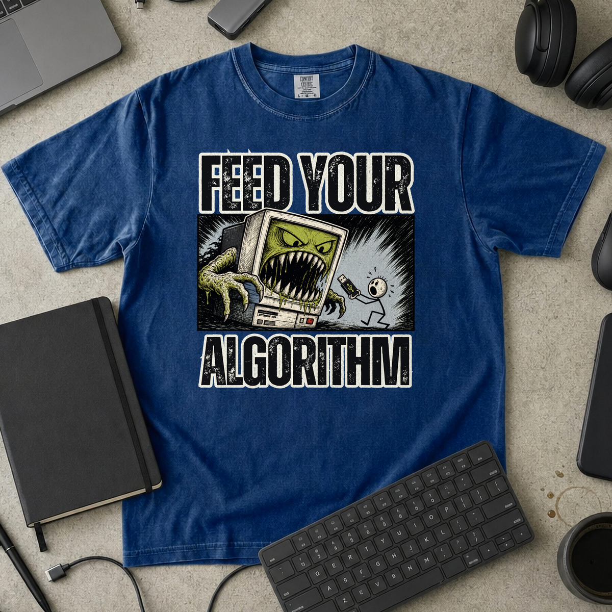 Feed Your Algorithm Premium Shirt - True Navy mockup