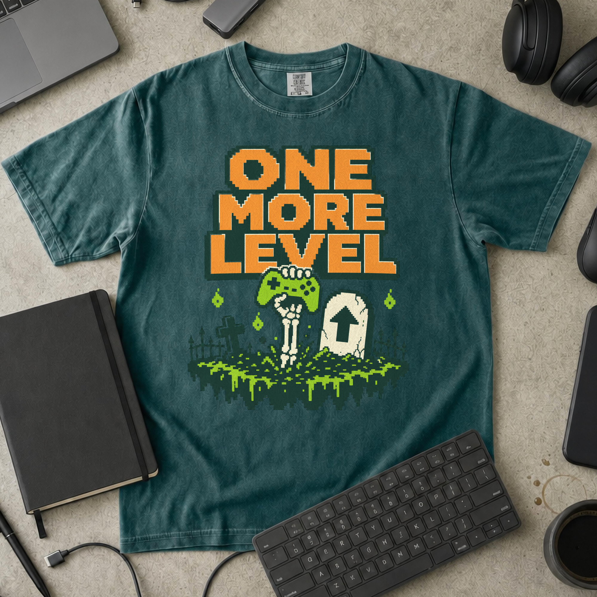 One More Level Premium Shirt - Blue Spruce mockup