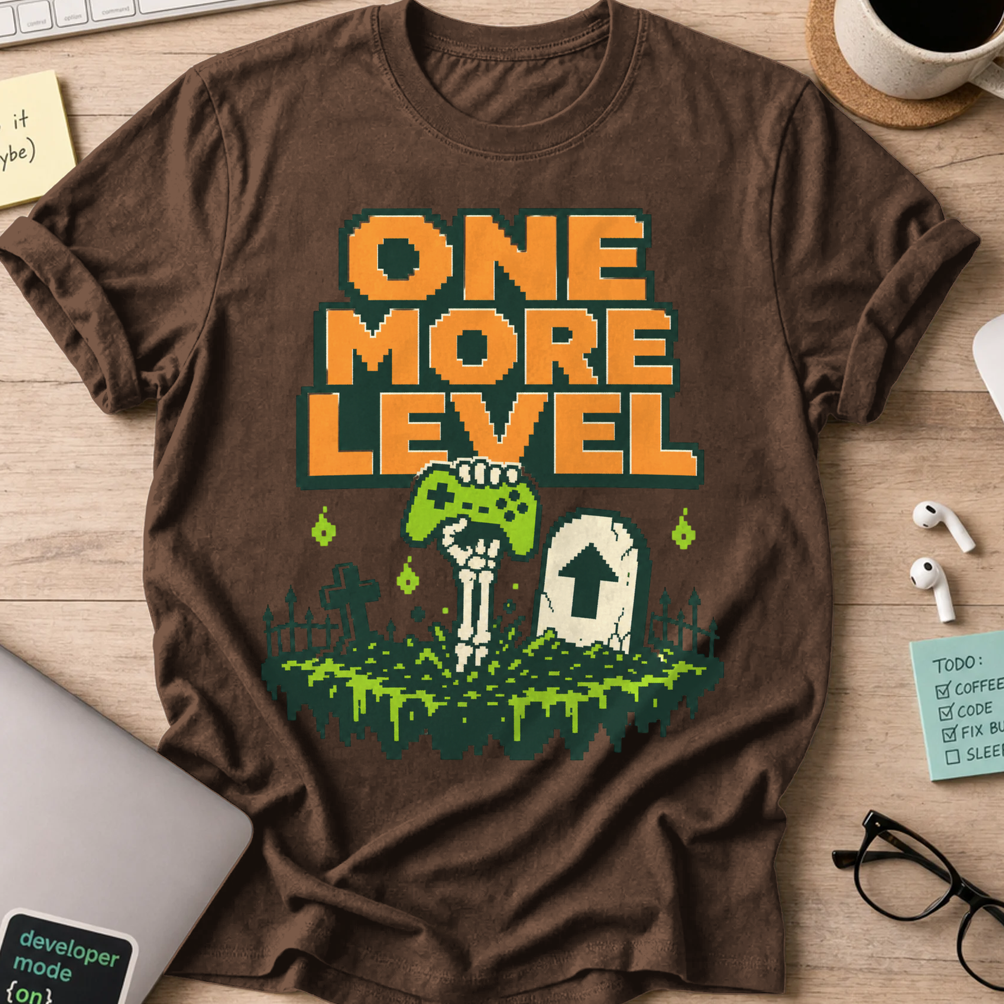 One More Level Shirt - Dark Chocolate mockup