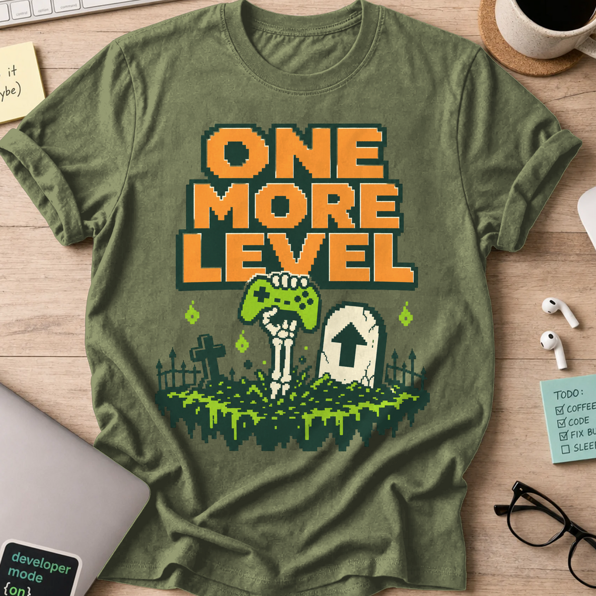 One More Level Shirt - Military Green mockup
