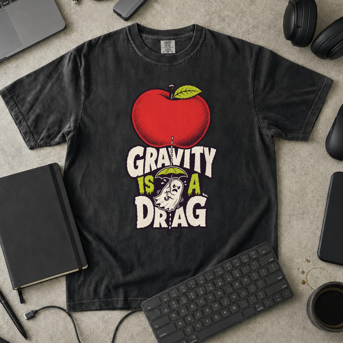 Gravity Is a Drag Premium Shirt - Black mockup
