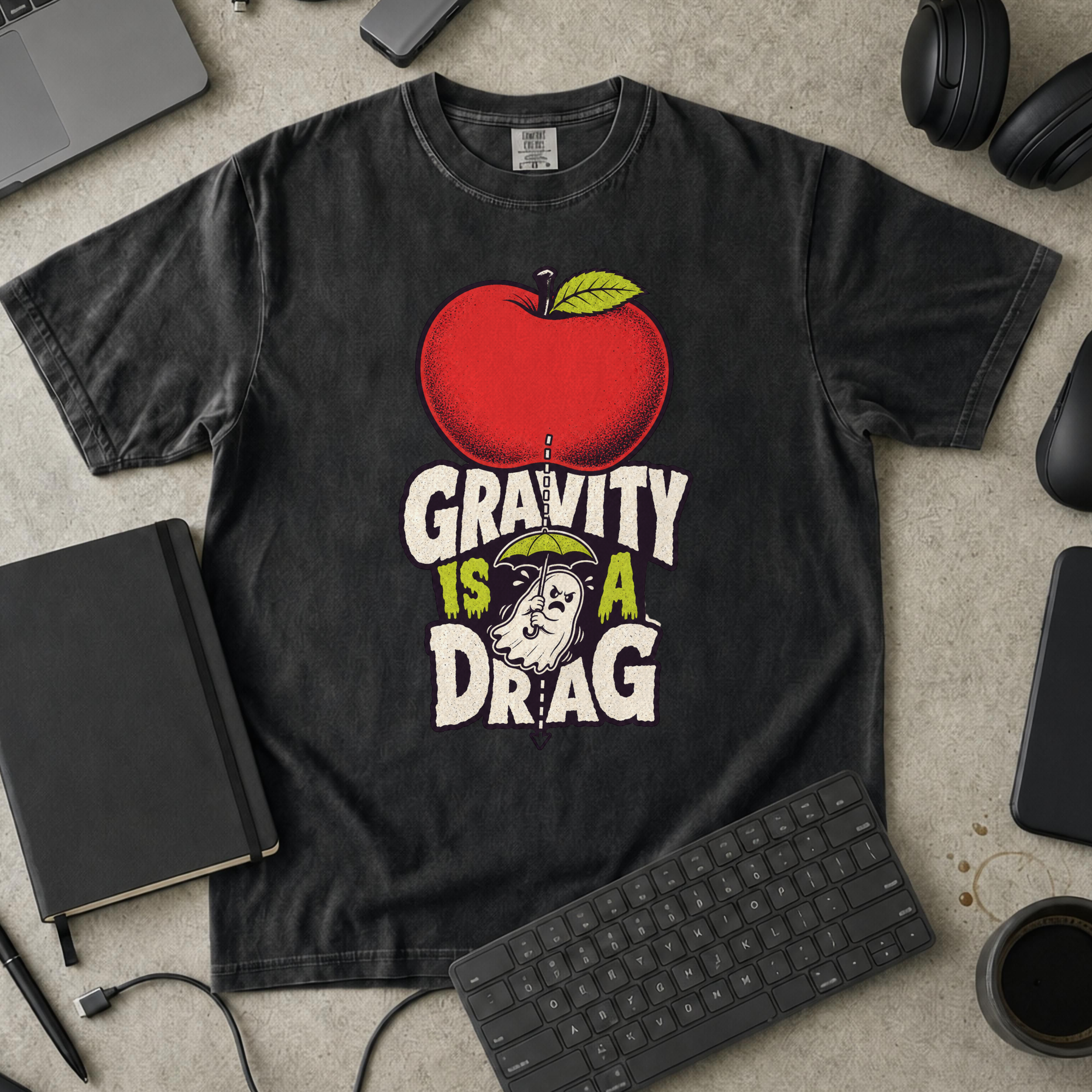 Gravity Is a Drag Premium Shirt - Black mockup