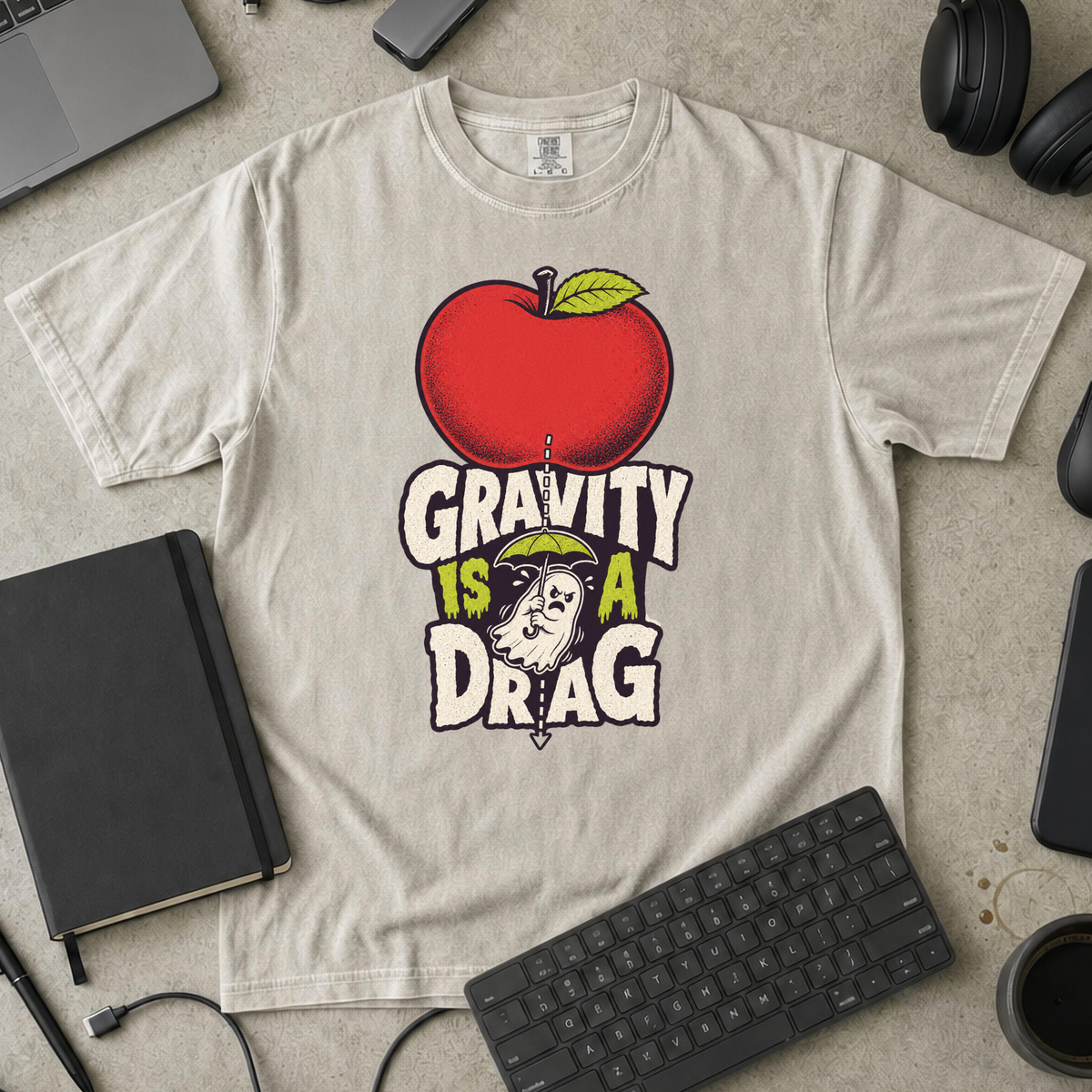 Gravity Is a Drag Premium Shirt - Ivory mockup