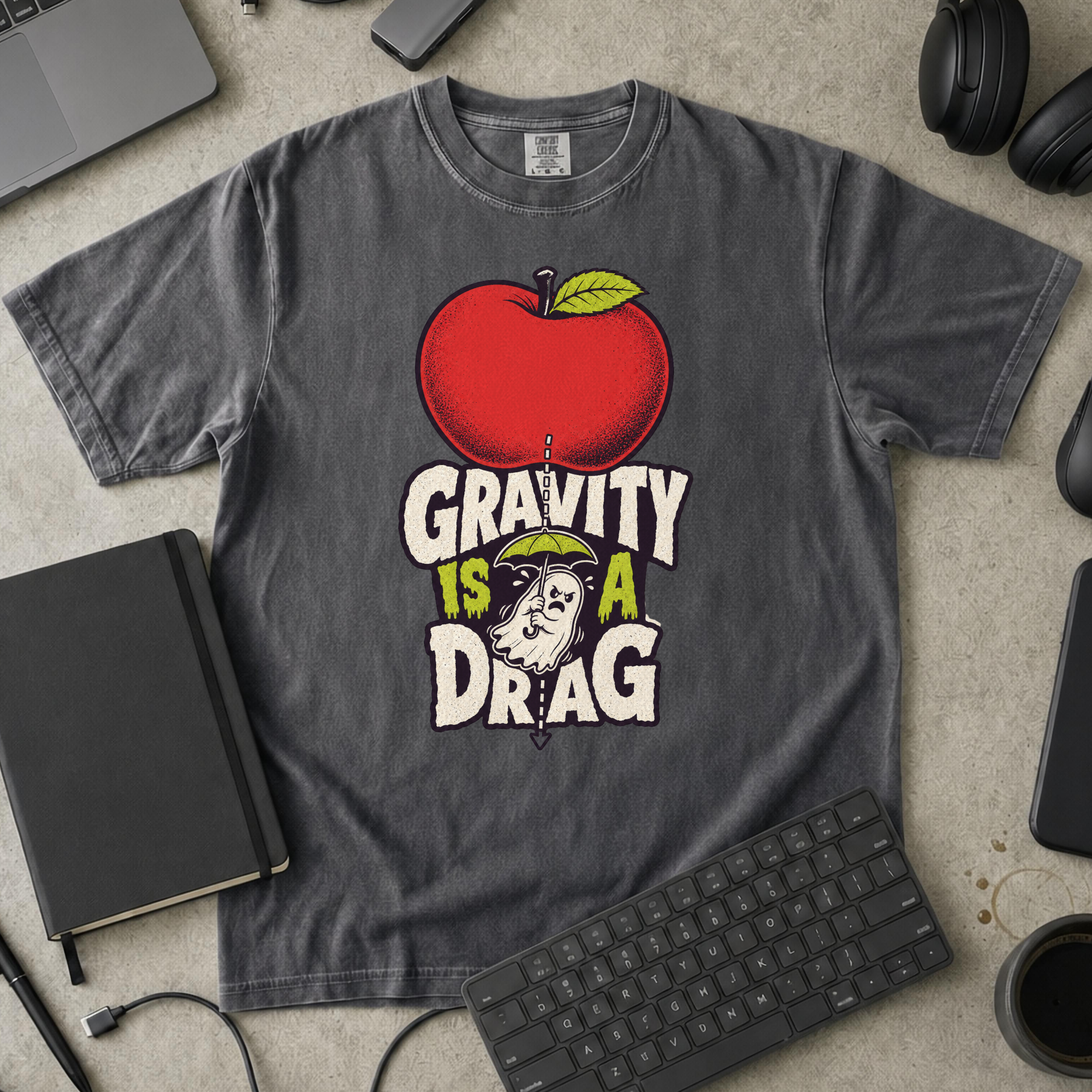 Gravity Is a Drag Premium Shirt - Pepper mockup
