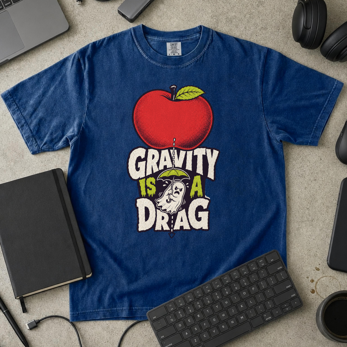 Gravity Is a Drag Premium Shirt - True Navy mockup