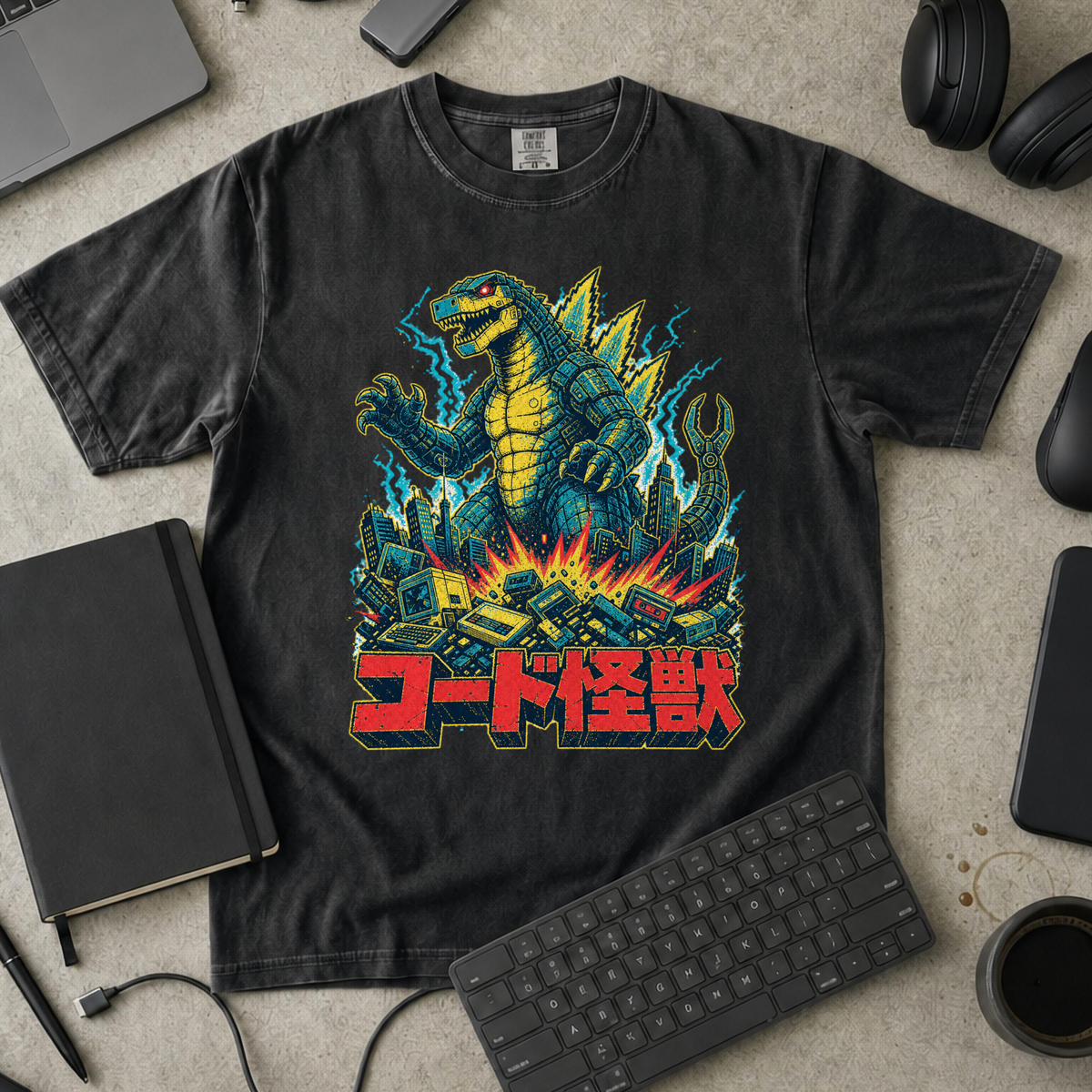 Kaiju Tech Monster Premium Shirt - Black mockup