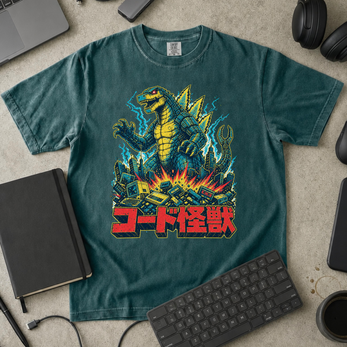Kaiju Tech Monster Premium Shirt - Blue Spruce mockup