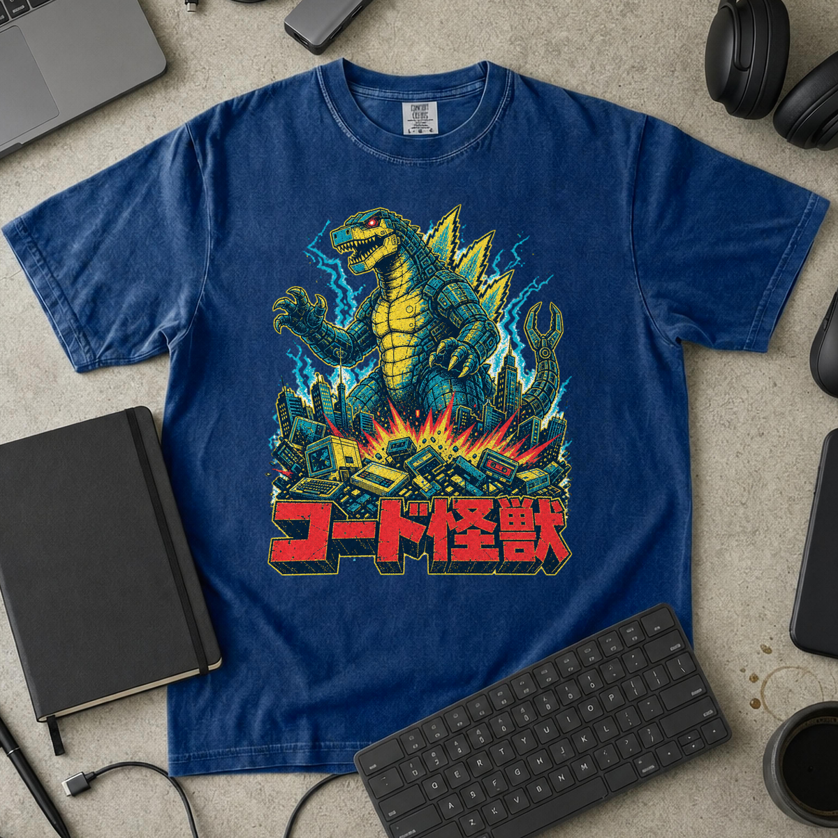 Kaiju Tech Monster Premium Shirt - True Navy mockup