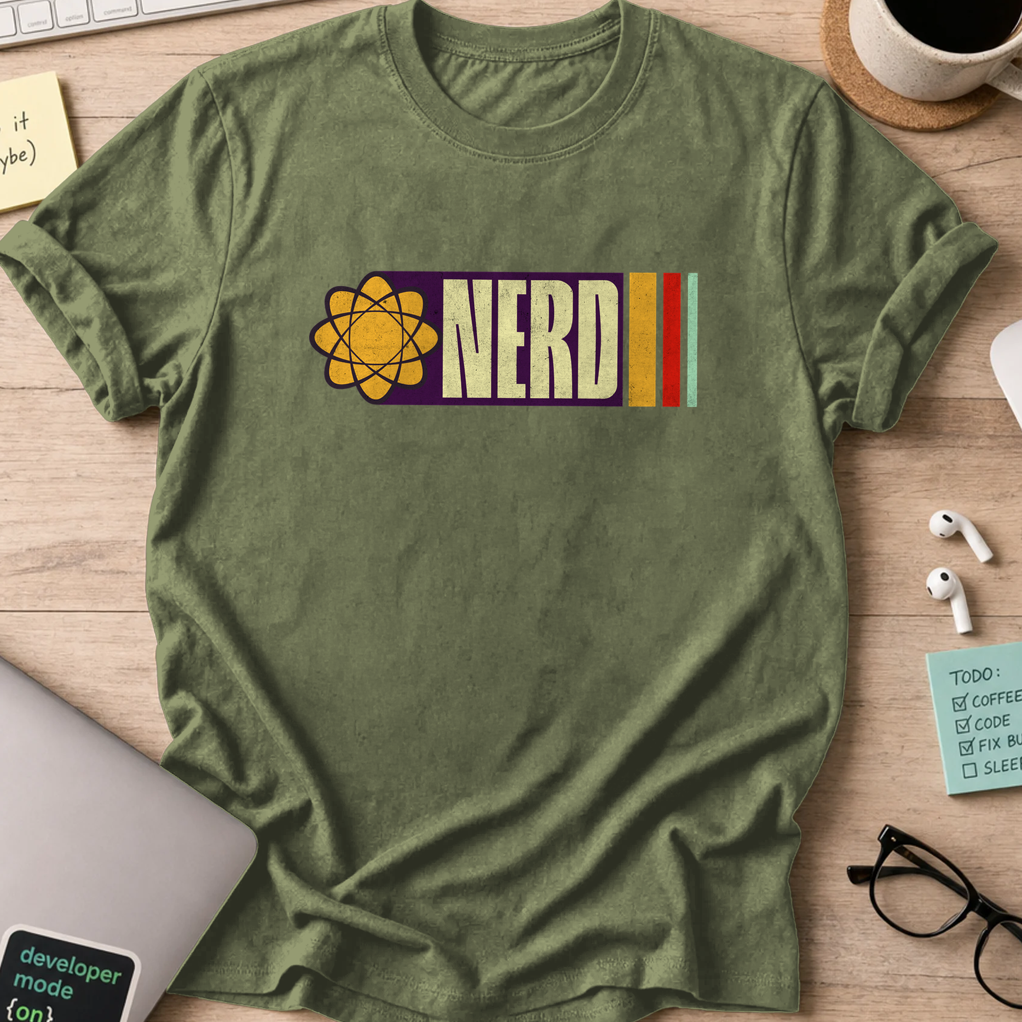nerd tech grudge shirt - Military Green