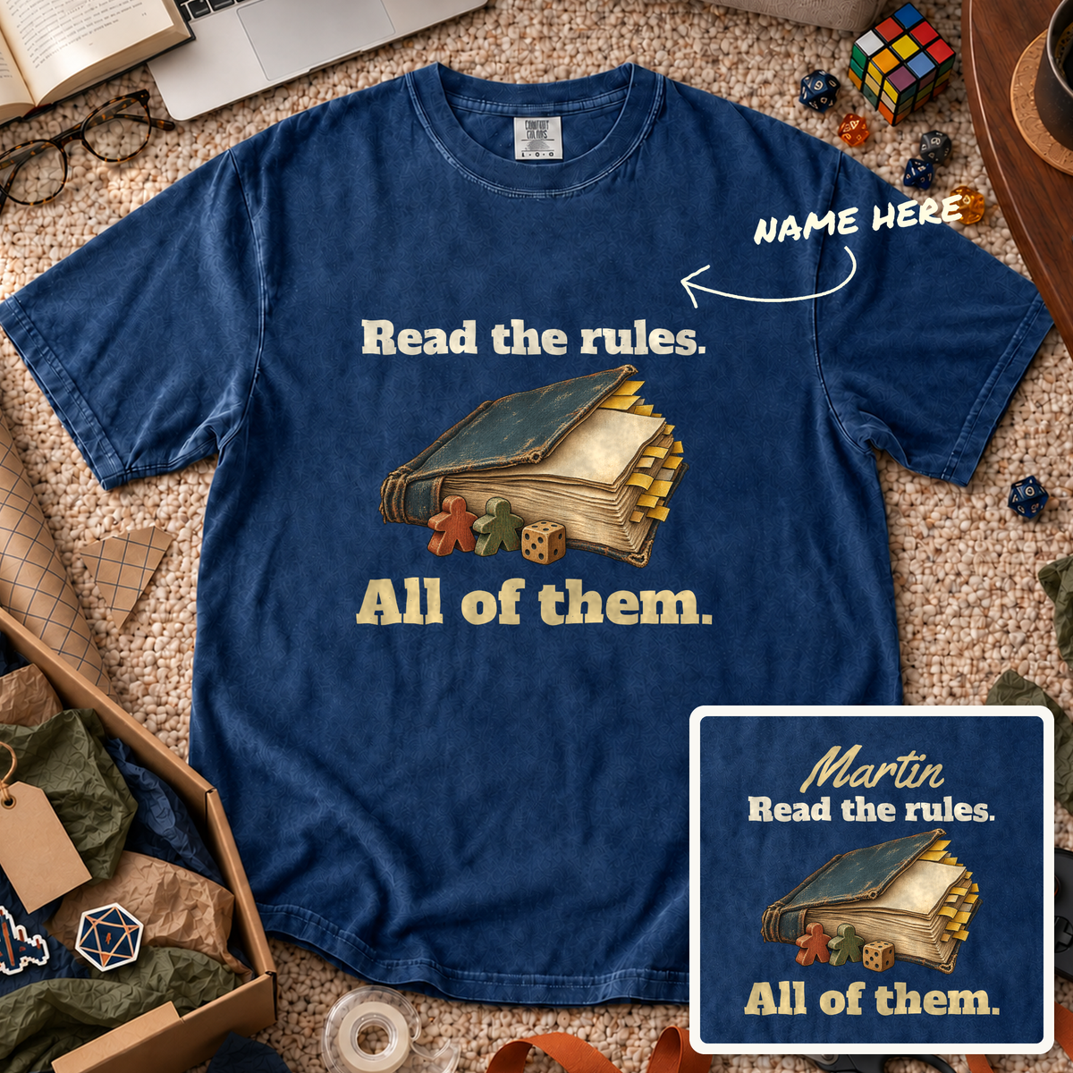 Read All the Rules Custom Shirt — personalized True Navy Comfort Colors 1717