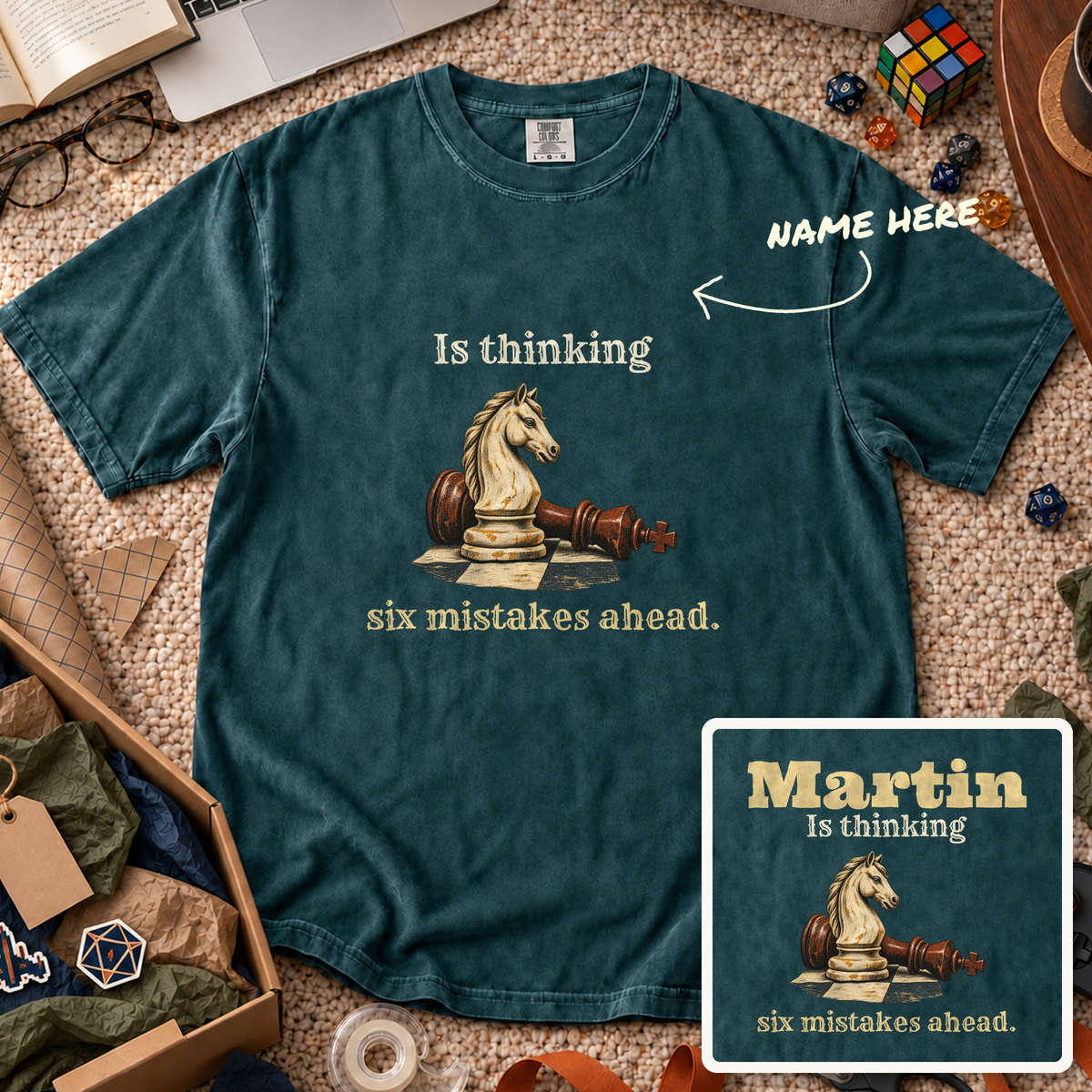 Six Mistakes Ahead Custom Shirt — personalized Blue Spruce Comfort Colors 1717