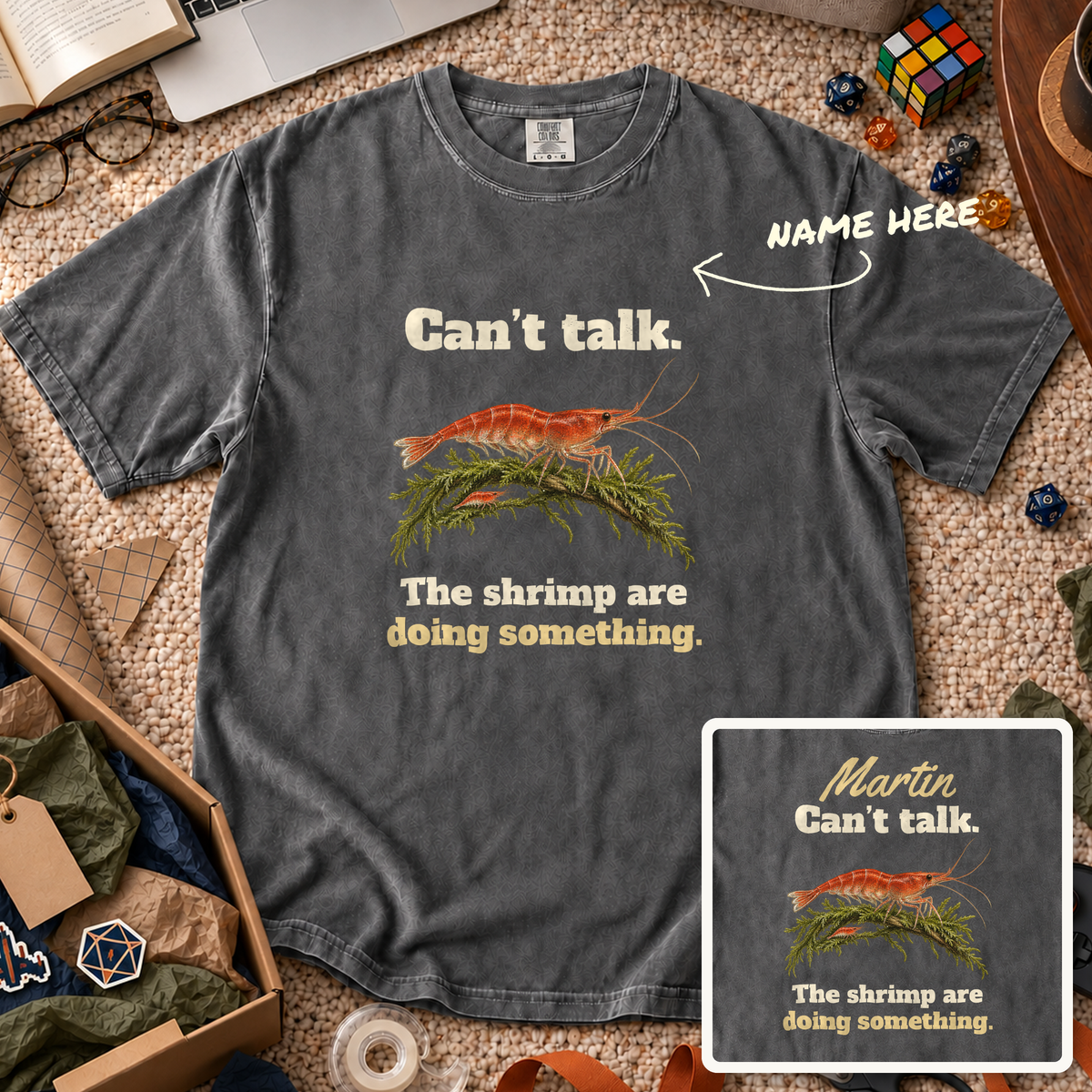 The Shrimp Are Doing Something Custom Shirt — personalized Pepper Comfort Colors 1717