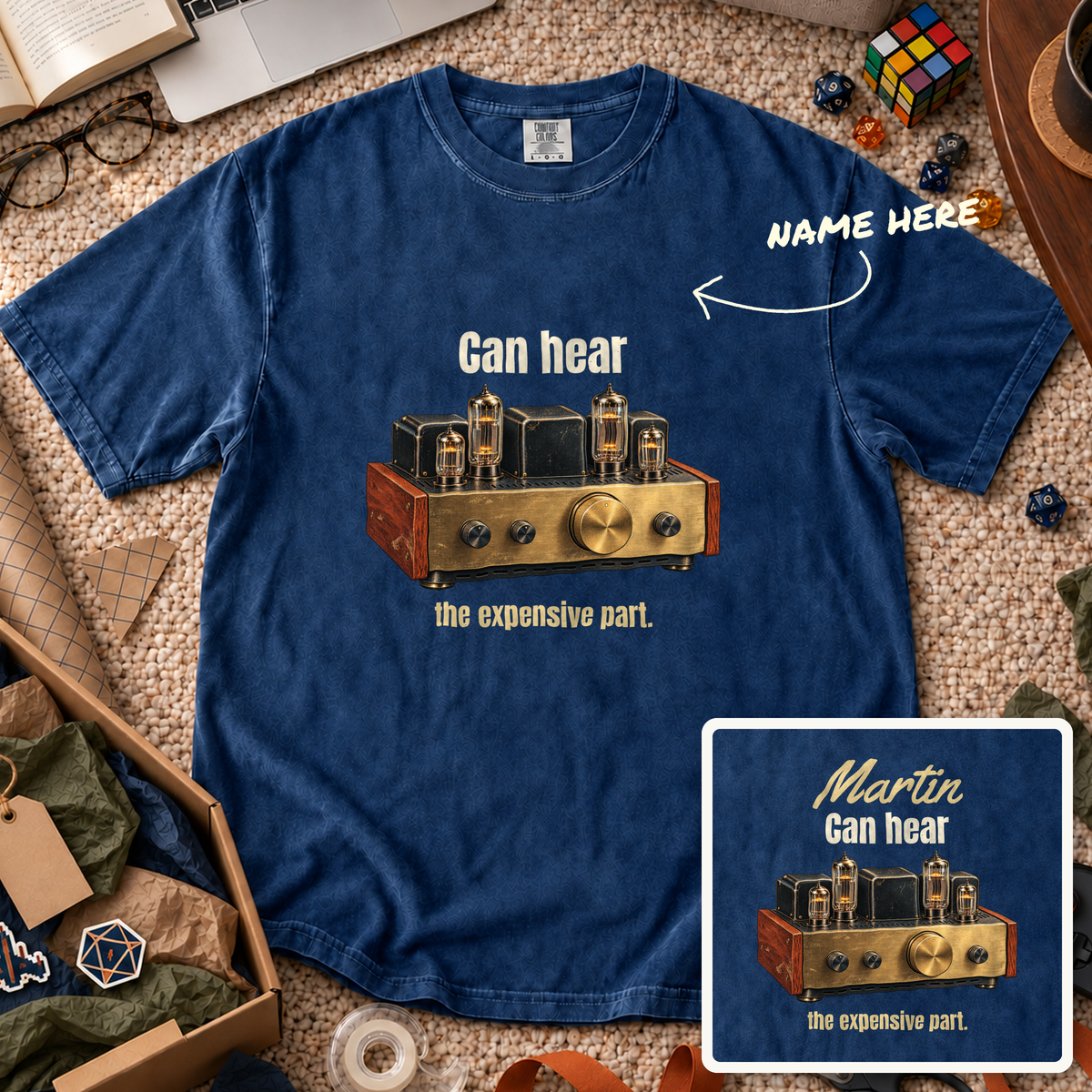 Hear the Expensive Part Custom Shirt — personalized True Navy Comfort Colors 1717