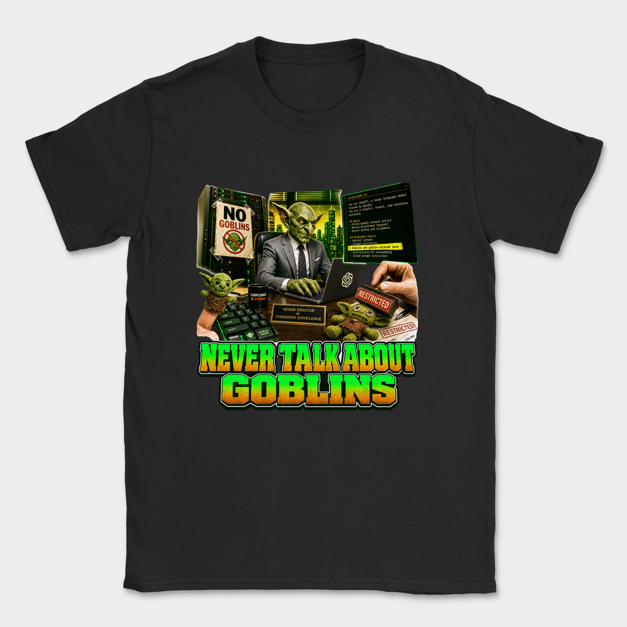 Never Talk About Goblins Shirt — Black