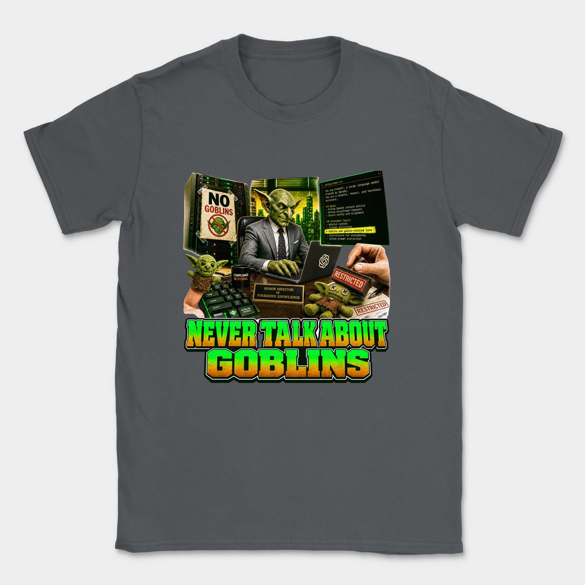 Never Talk About Goblins Shirt — Dark Heather