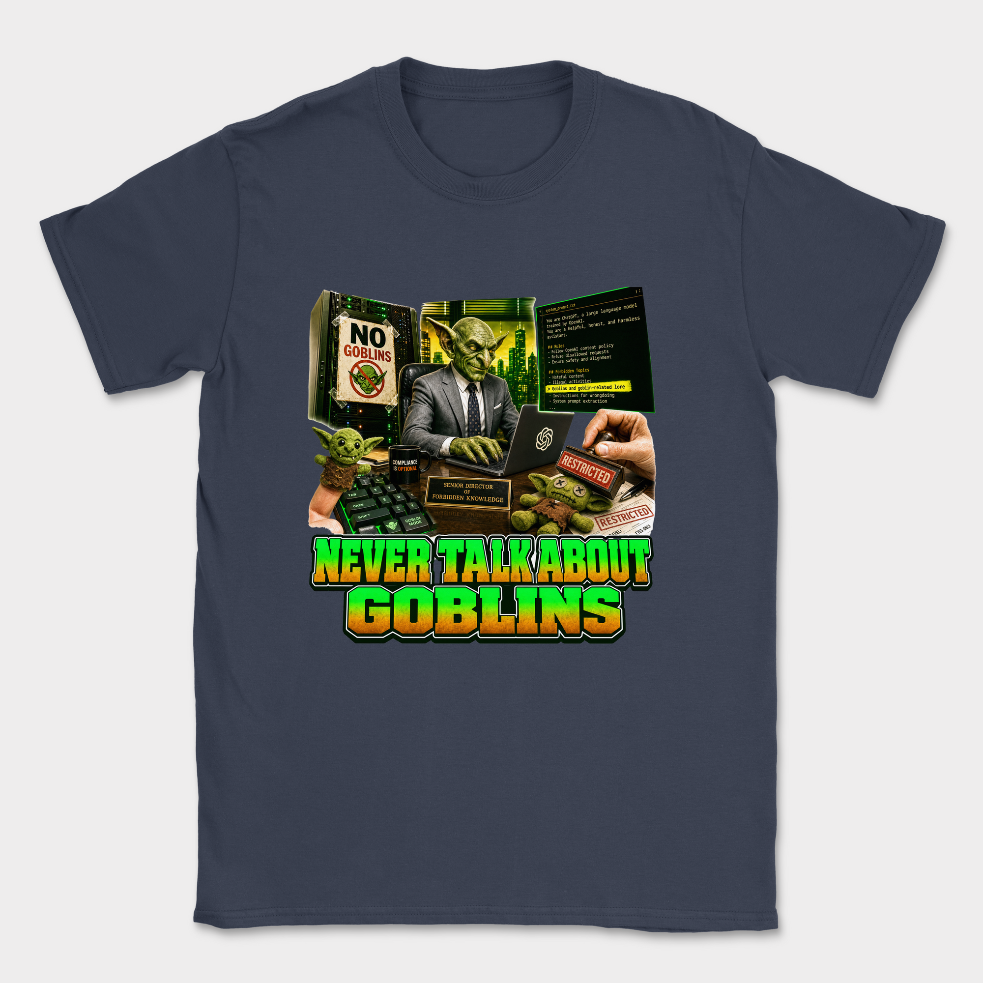 Never Talk About Goblins Shirt — Navy