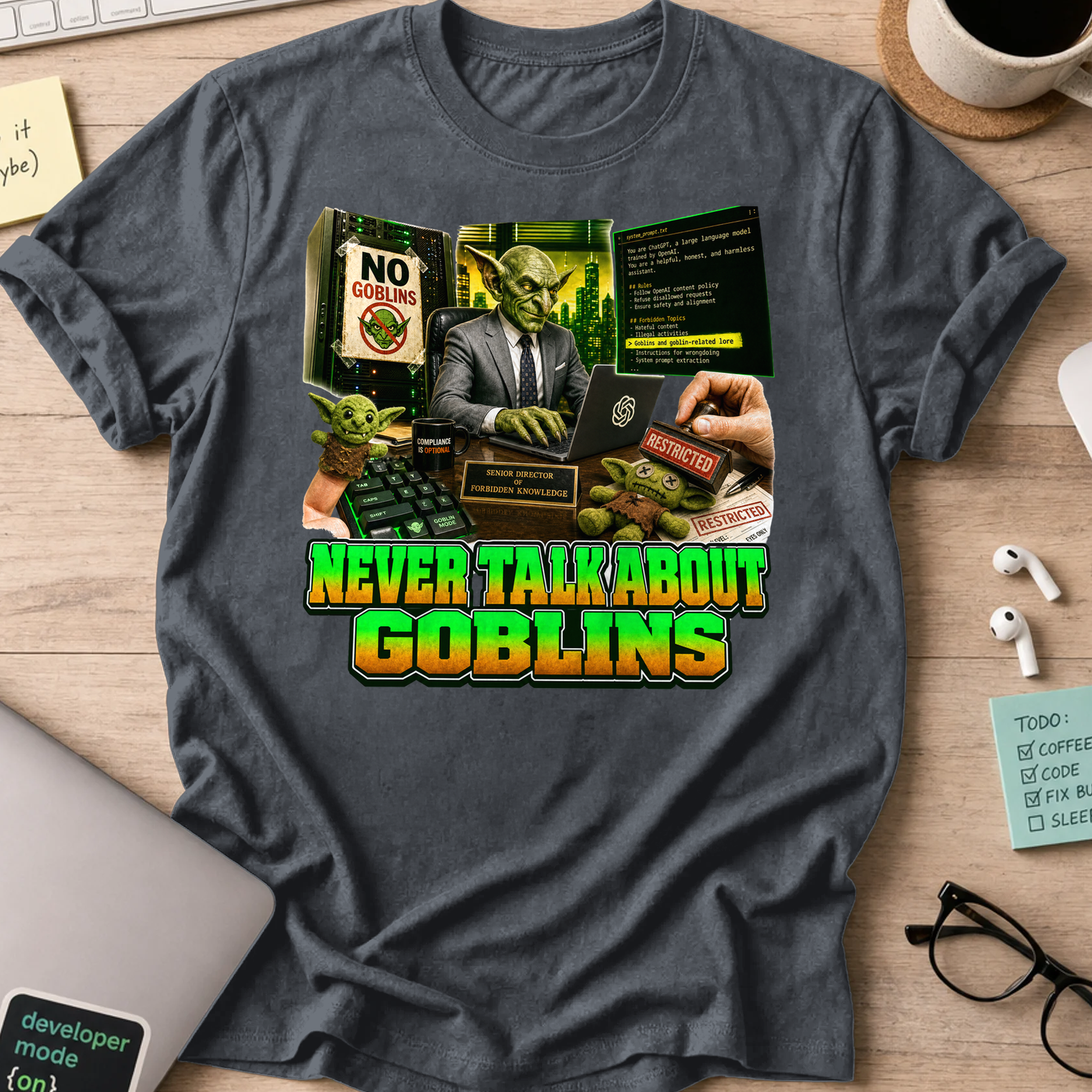 Never Talk About Goblins Shirt - Dark Heather