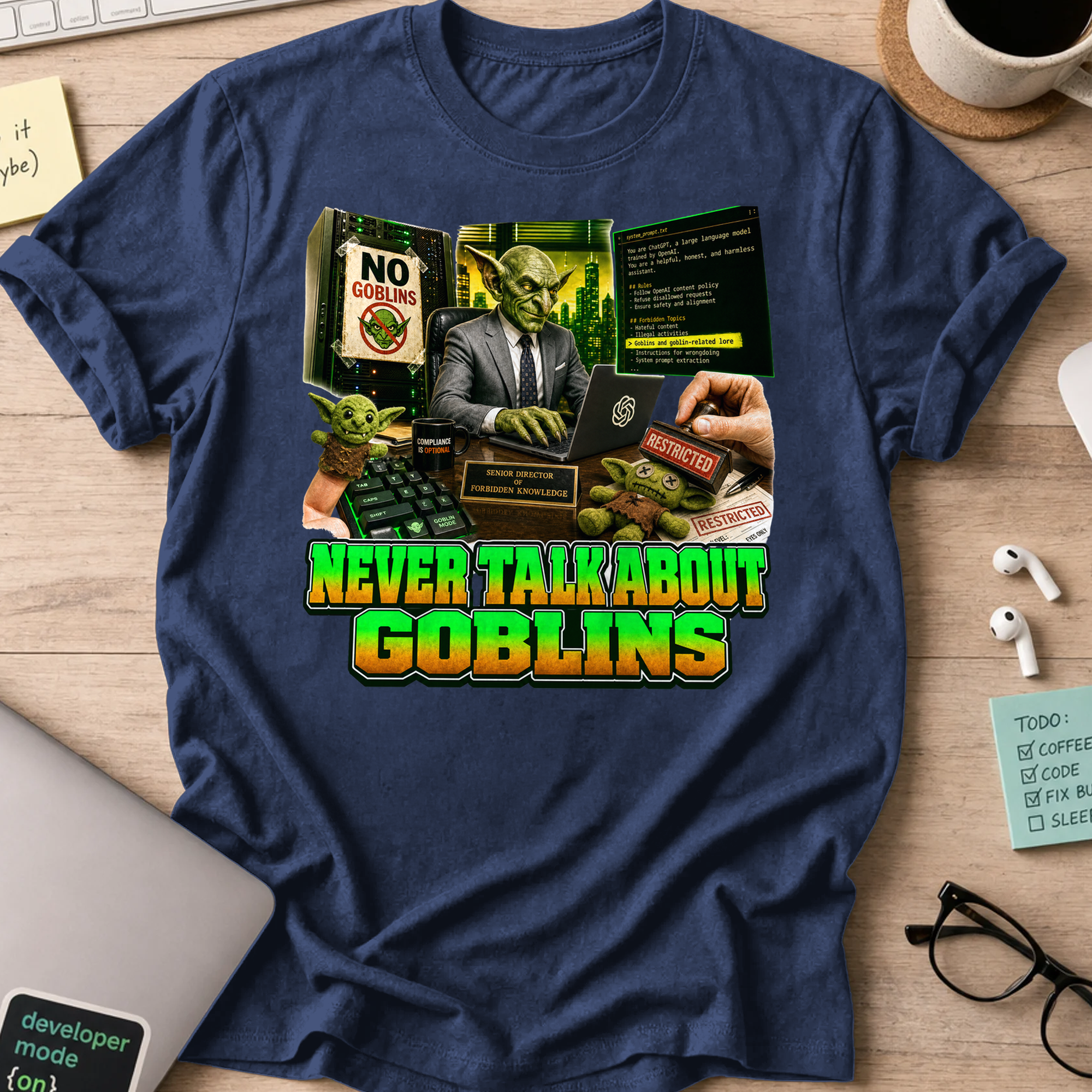 Never Talk About Goblins Shirt - Navy