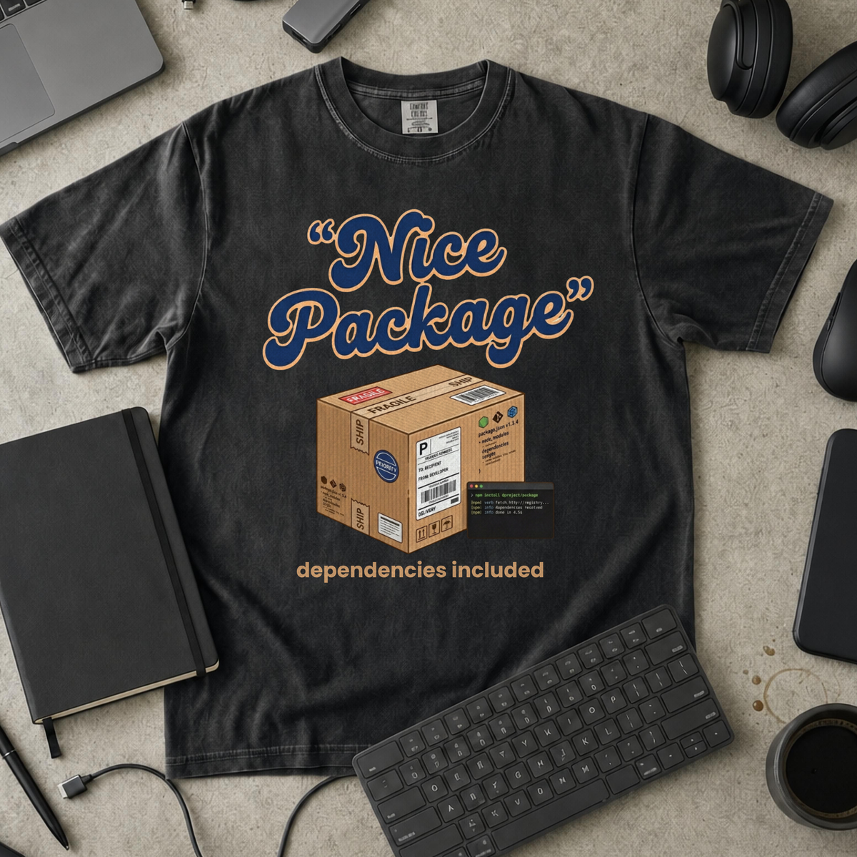 Nice Package Premium Shirt — black Premium Shirt mock-up