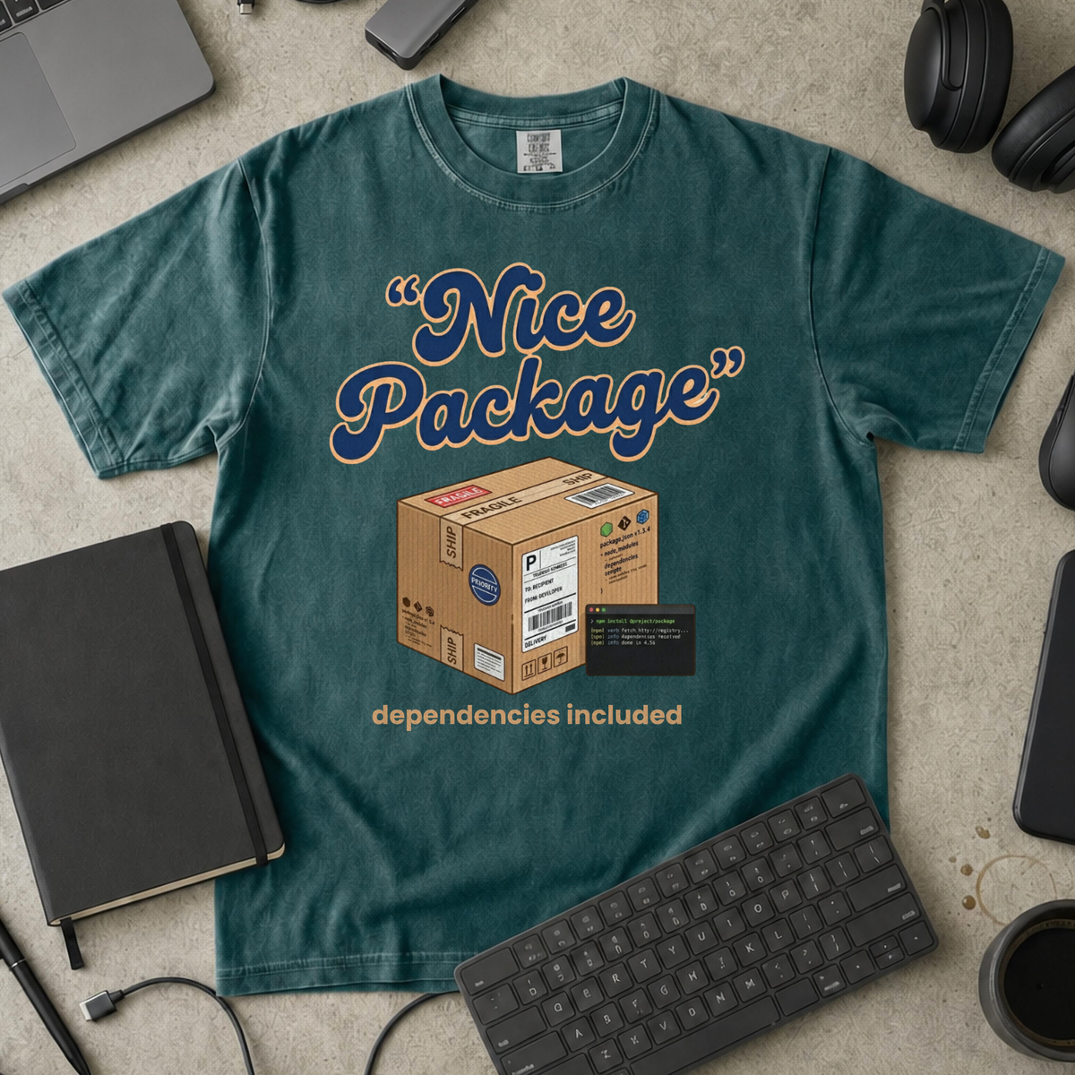 Nice Package Premium Shirt — blue spruce Premium Shirt mock-up