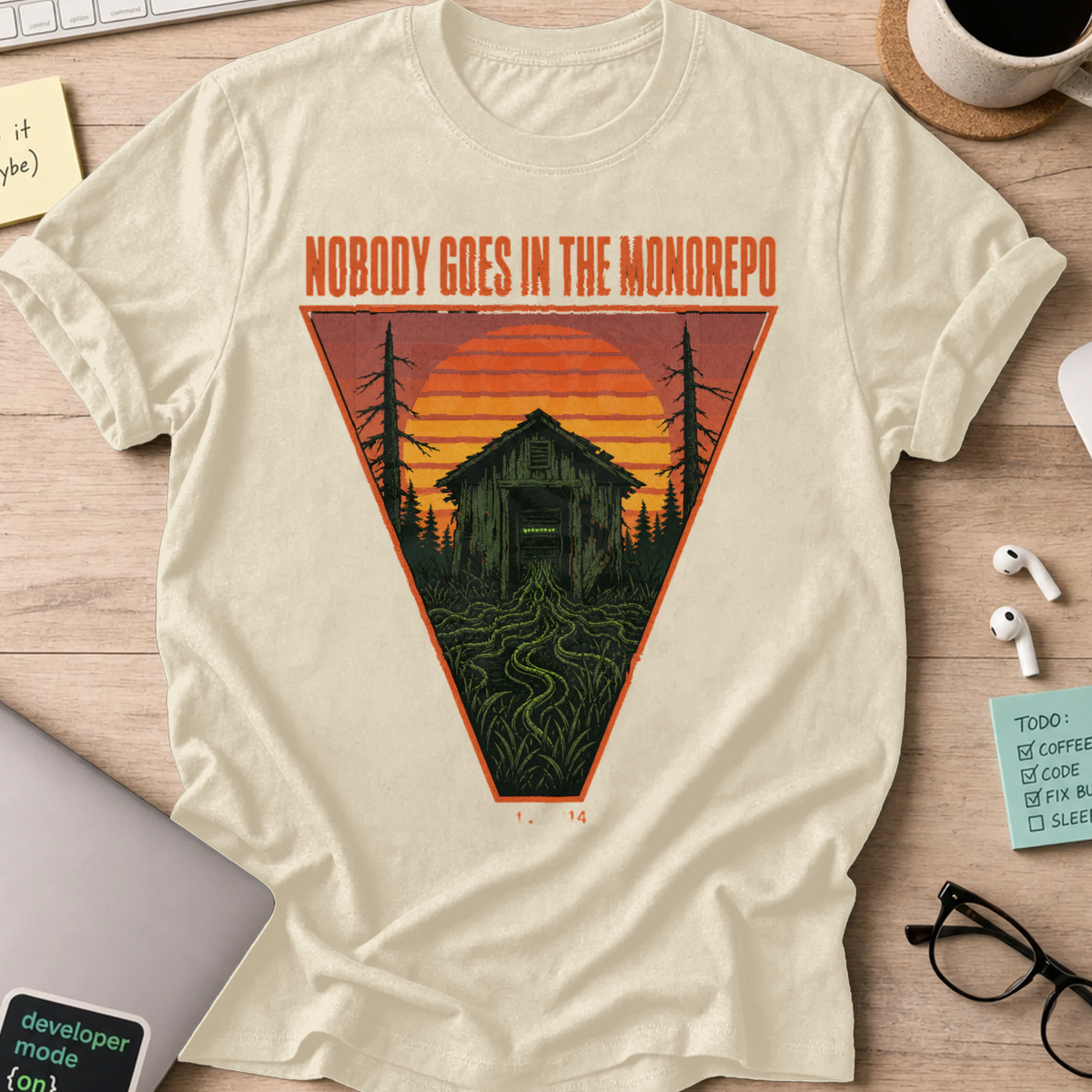 Nobody Goes in the Monorepo Shirt — Natural storefront mockup