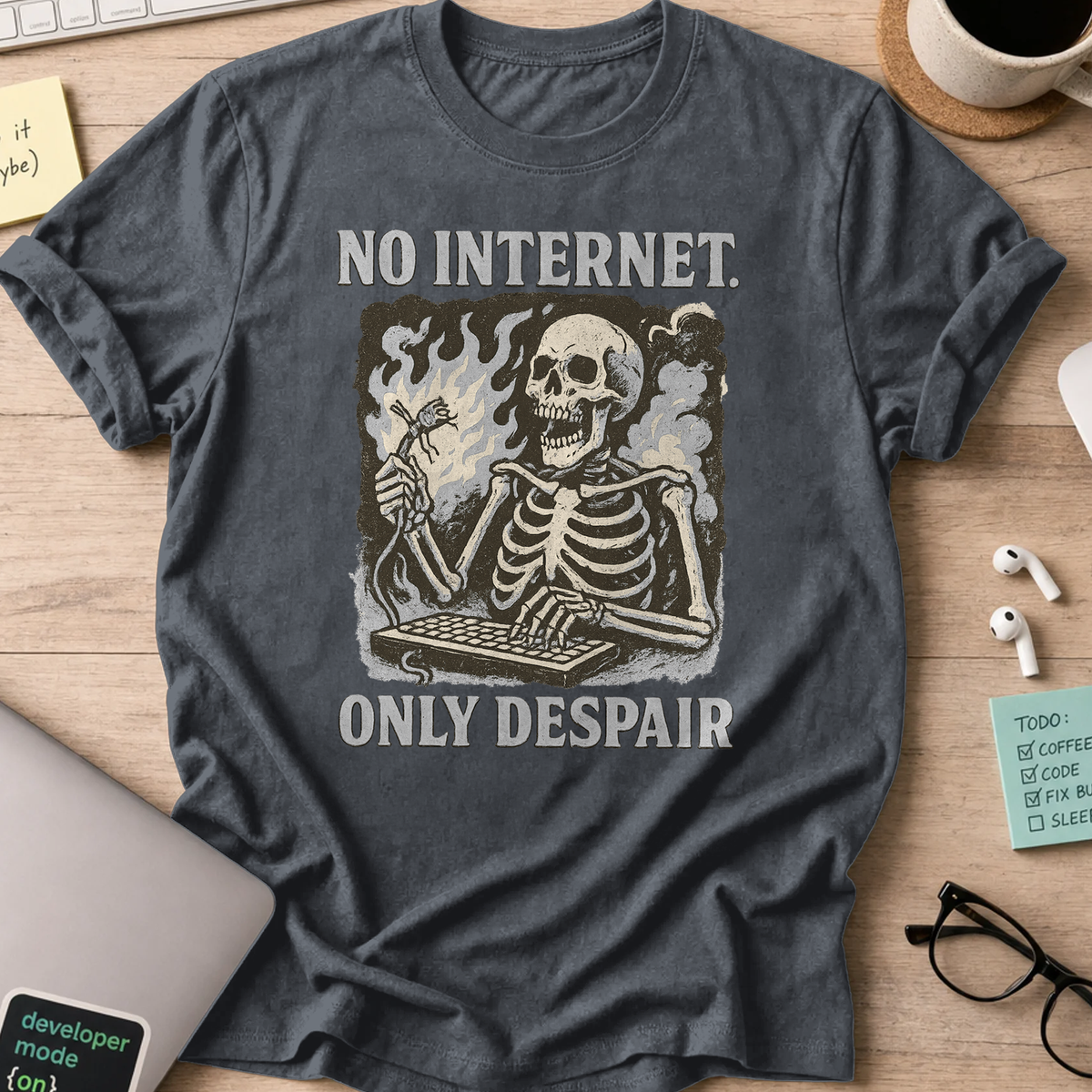 no internet only despair shirt - Dark Heather