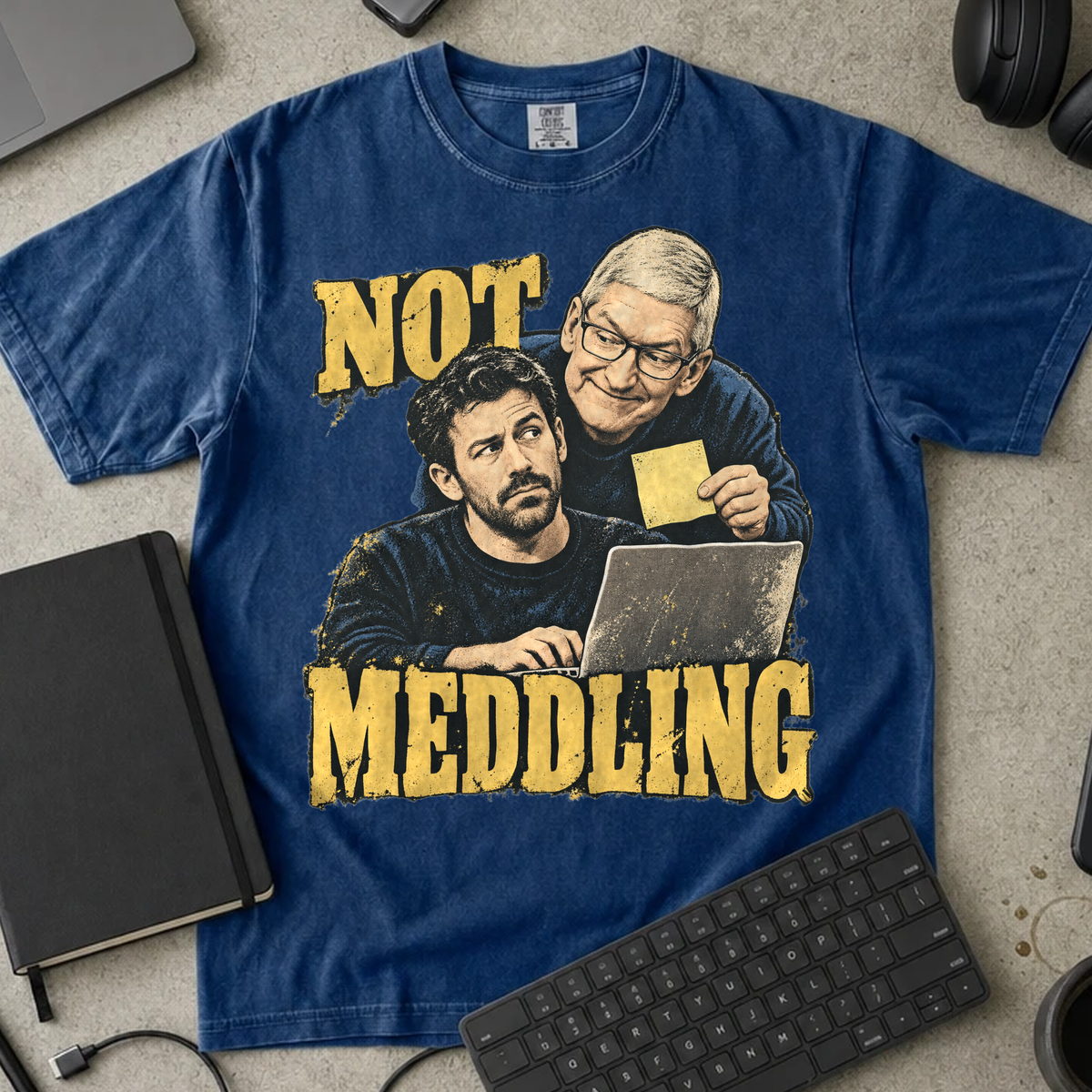 Not Meddling Shirt — True Navy Comfort Colors 1717 flat lay