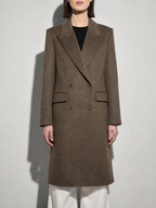 Above-the-knee Long Double-faced Wool Coat For Women - Nut Shell Brown Premium Fabric Finish Bust To Thigh