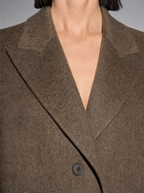 Above-the-knee Long Double-faced Wool Coat For Women - Nut Shell Brown Premium Fabric Finish Macro