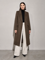 Above-the-knee Long Double-faced Wool Coat For Women - Nut Shell Brown Premium Fabric Finish Main