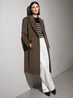 Above-the-knee Long Double-faced Wool Coat For Women - Nut Shell Brown Premium Fabric Finish Seated Or Lean
