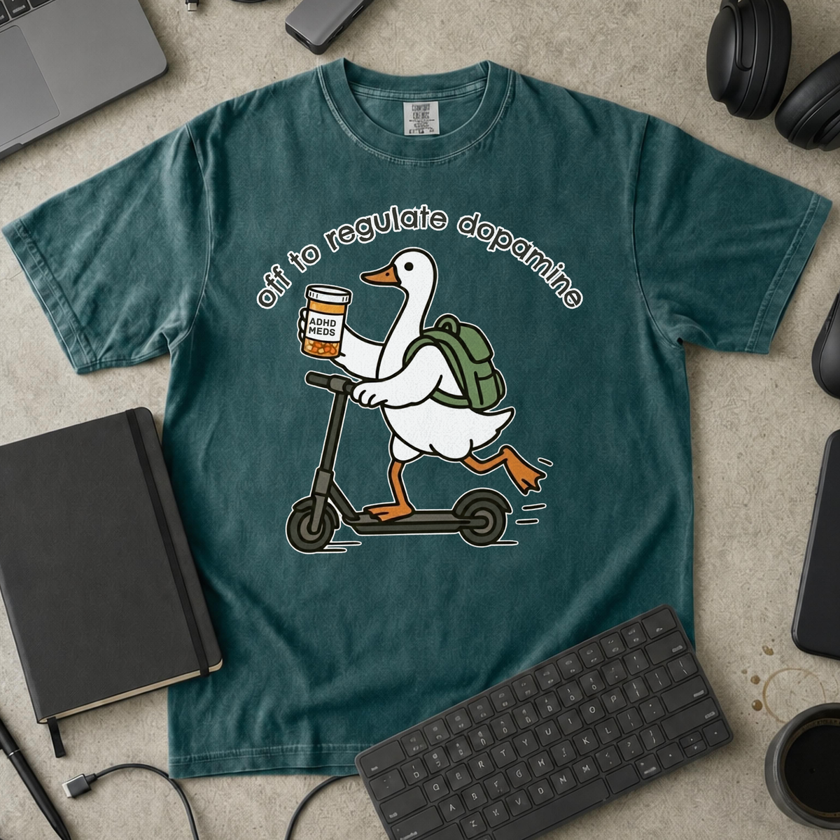 Off To Regulate Dopamine Premium Shirt — blue spruce Premium Shirt mock-up