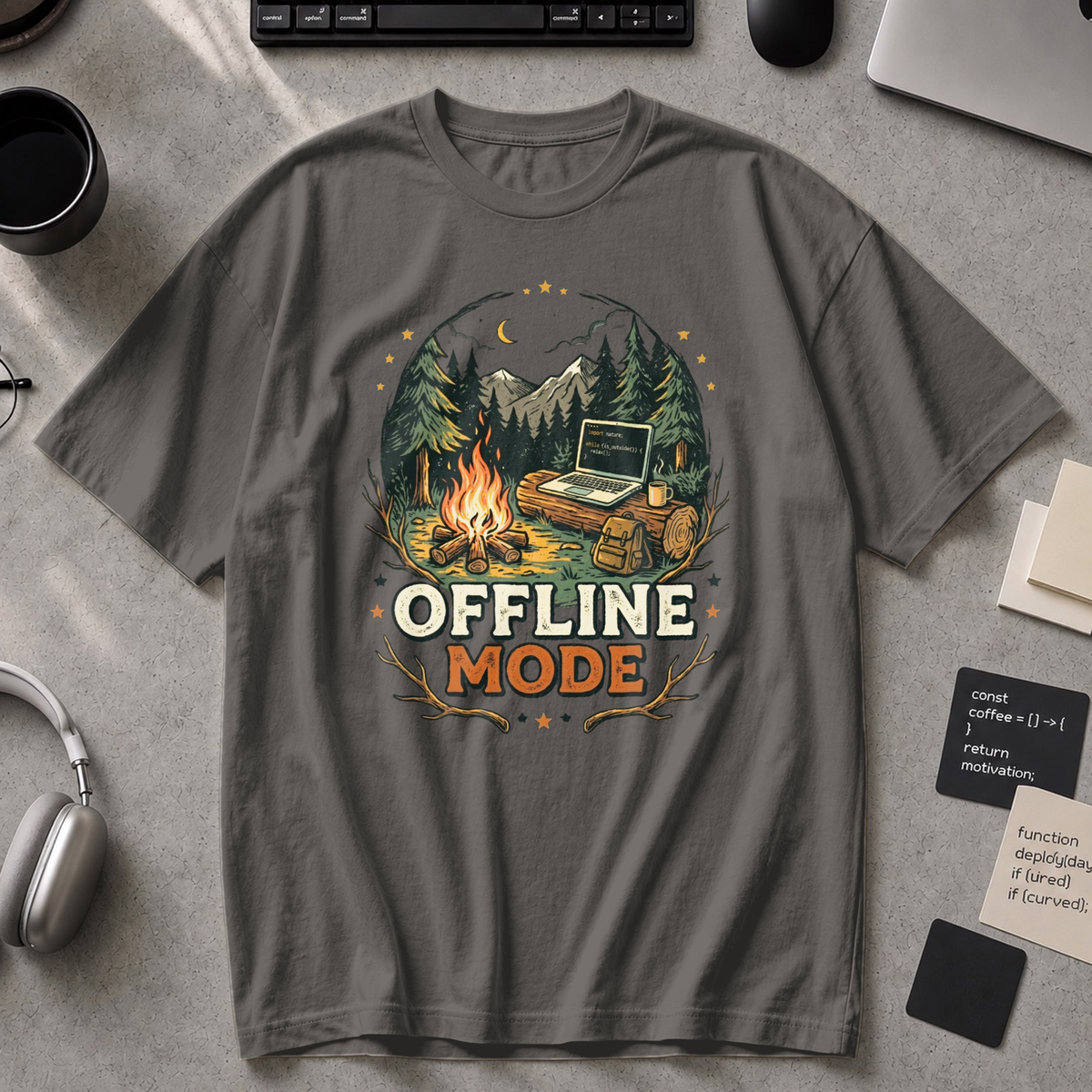Offline Mode Campfire Premium Shirt - Pepper