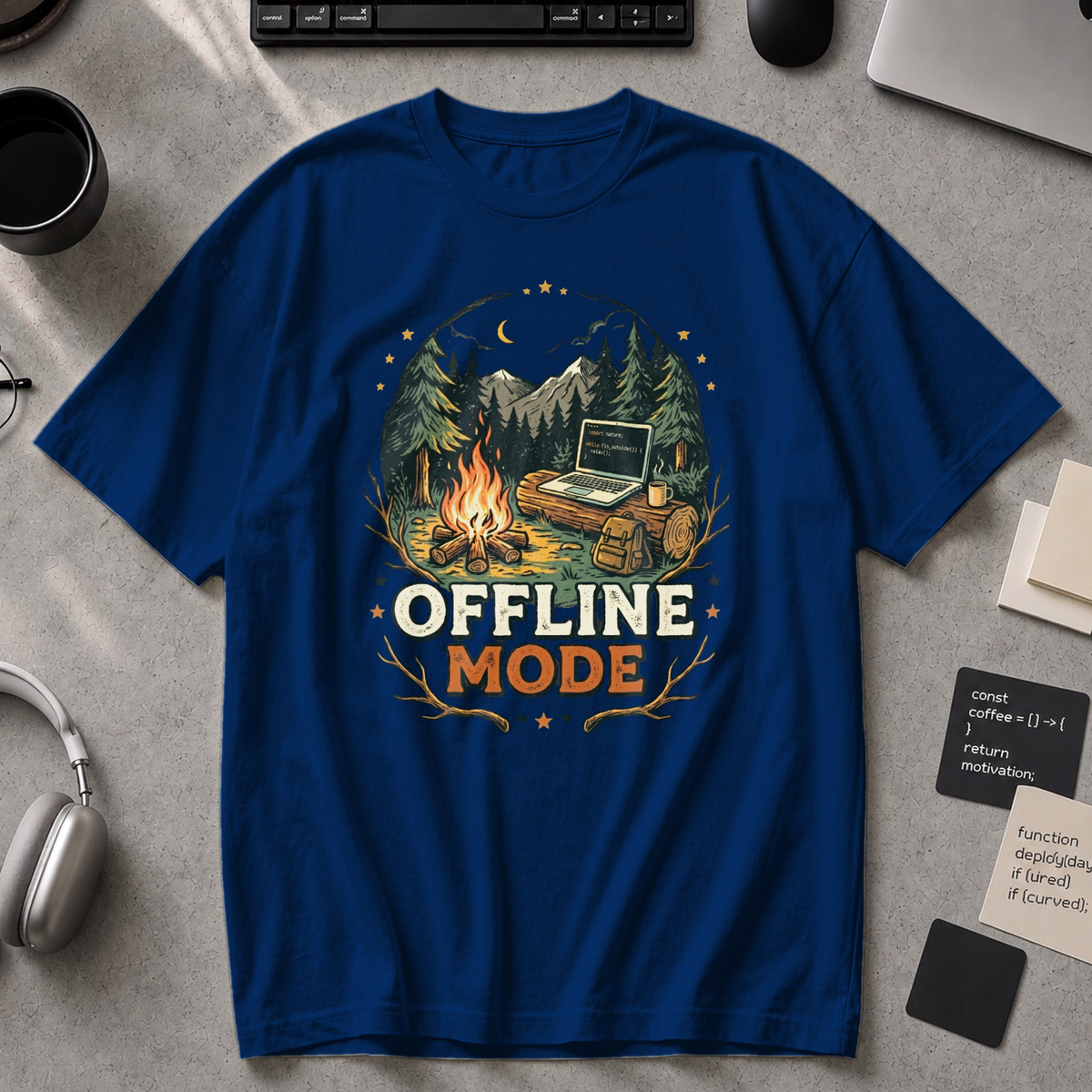 Offline Mode Campfire Premium Shirt - True Navy
