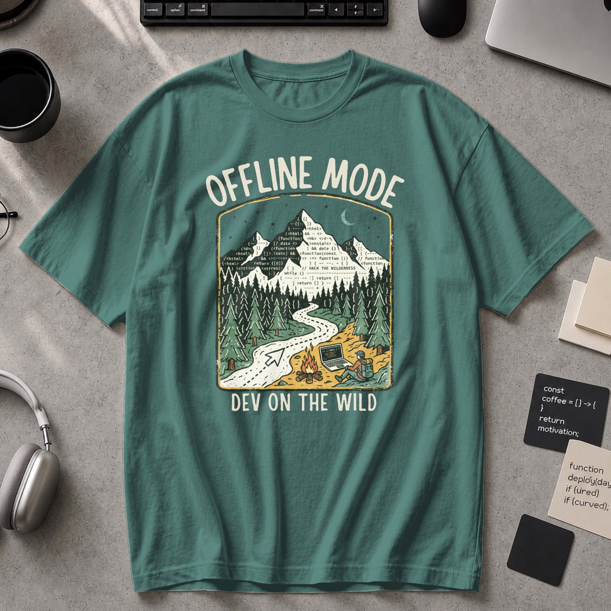 Offline Mode Dev On The Wild Premium Shirt - Blue Spruce