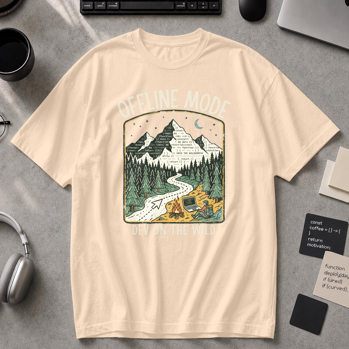 Offline Mode Dev On The Wild Premium Shirt - Ivory