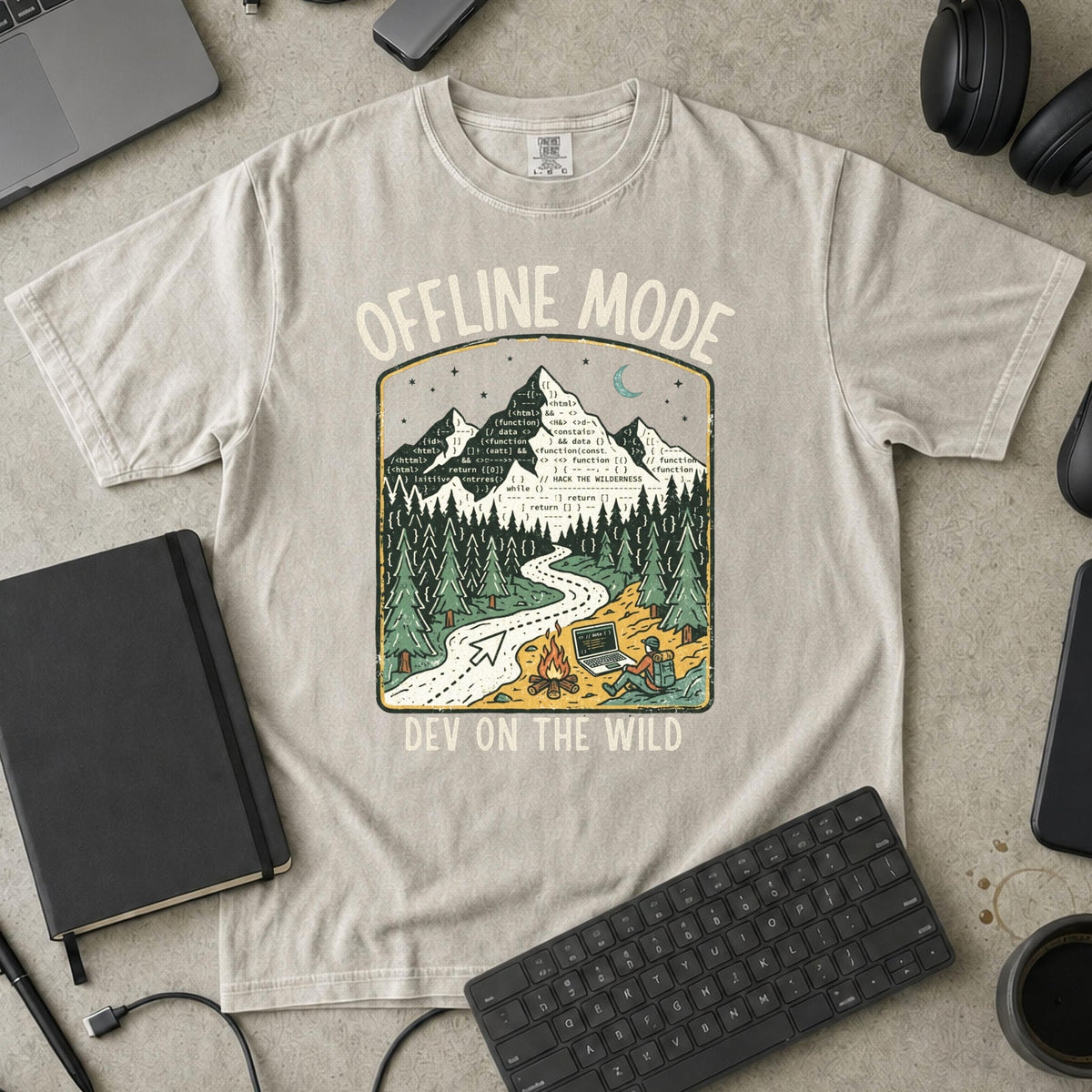 Offline Mode Dev On The Wild Premium Shirt — ivory Premium Shirt mock-up