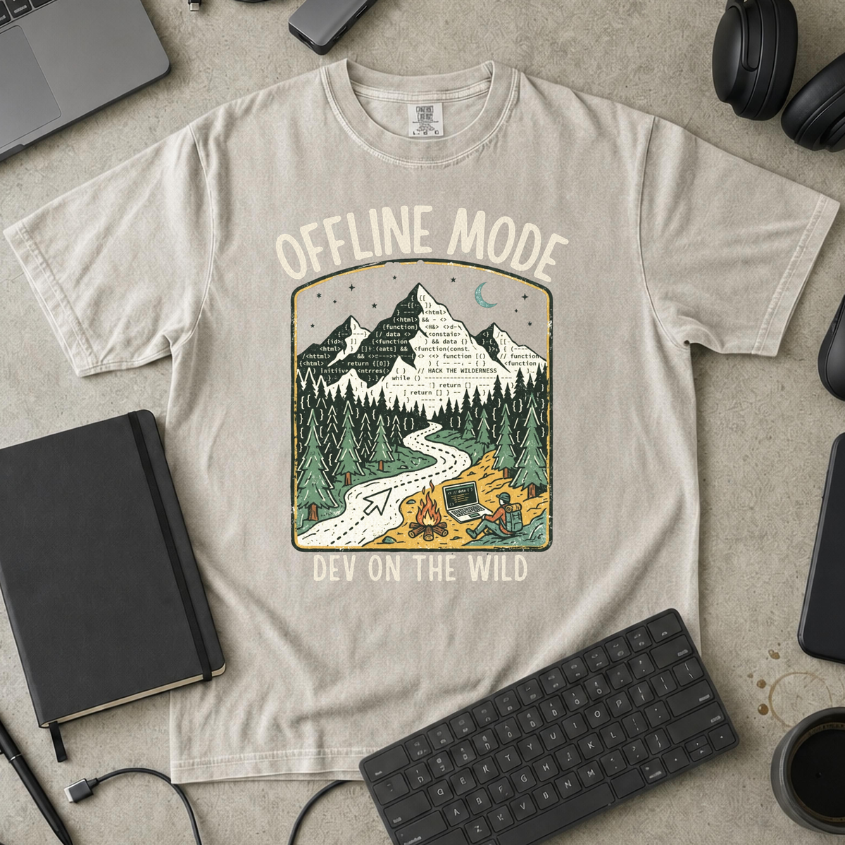 Offline Mode Dev On The Wild Premium Shirt — ivory Premium Shirt mock-up