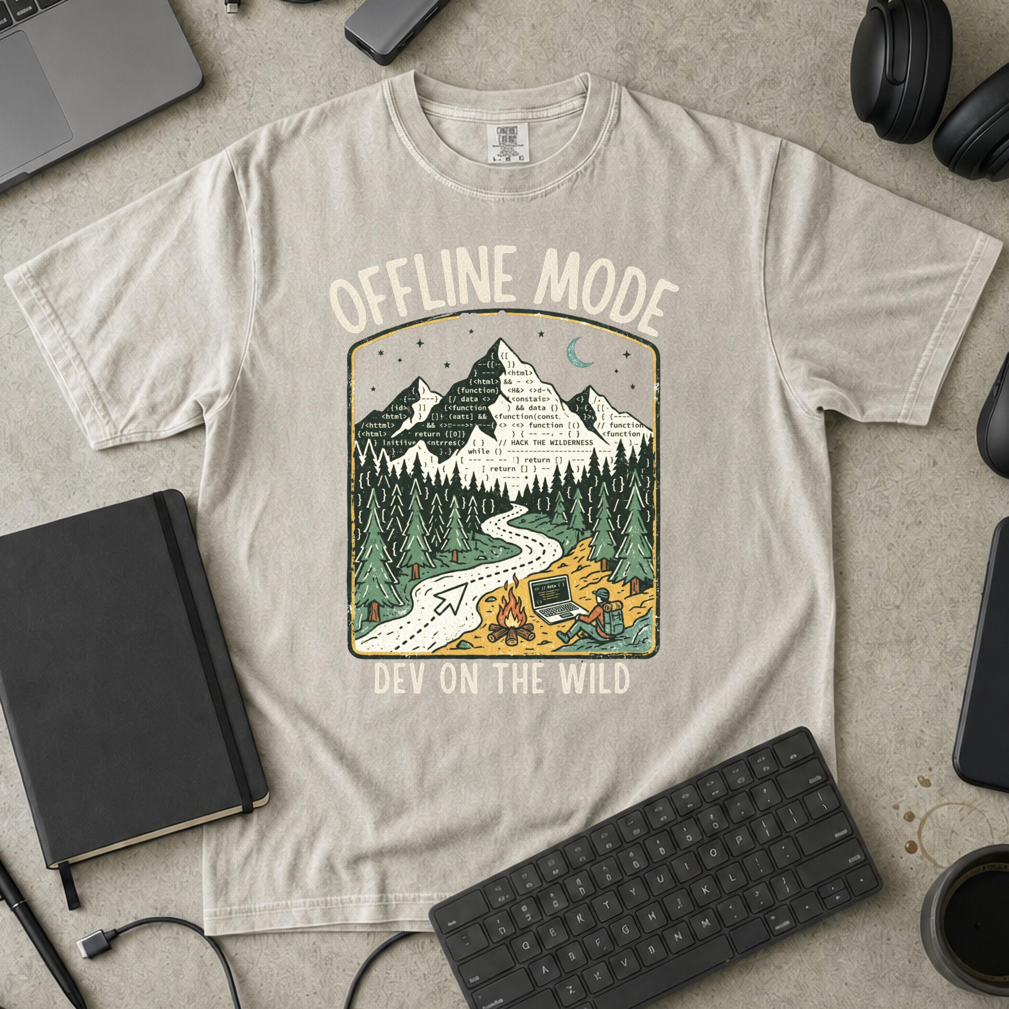 Offline Mode Dev On The Wild Premium Shirt — ivory Premium Shirt mock-up